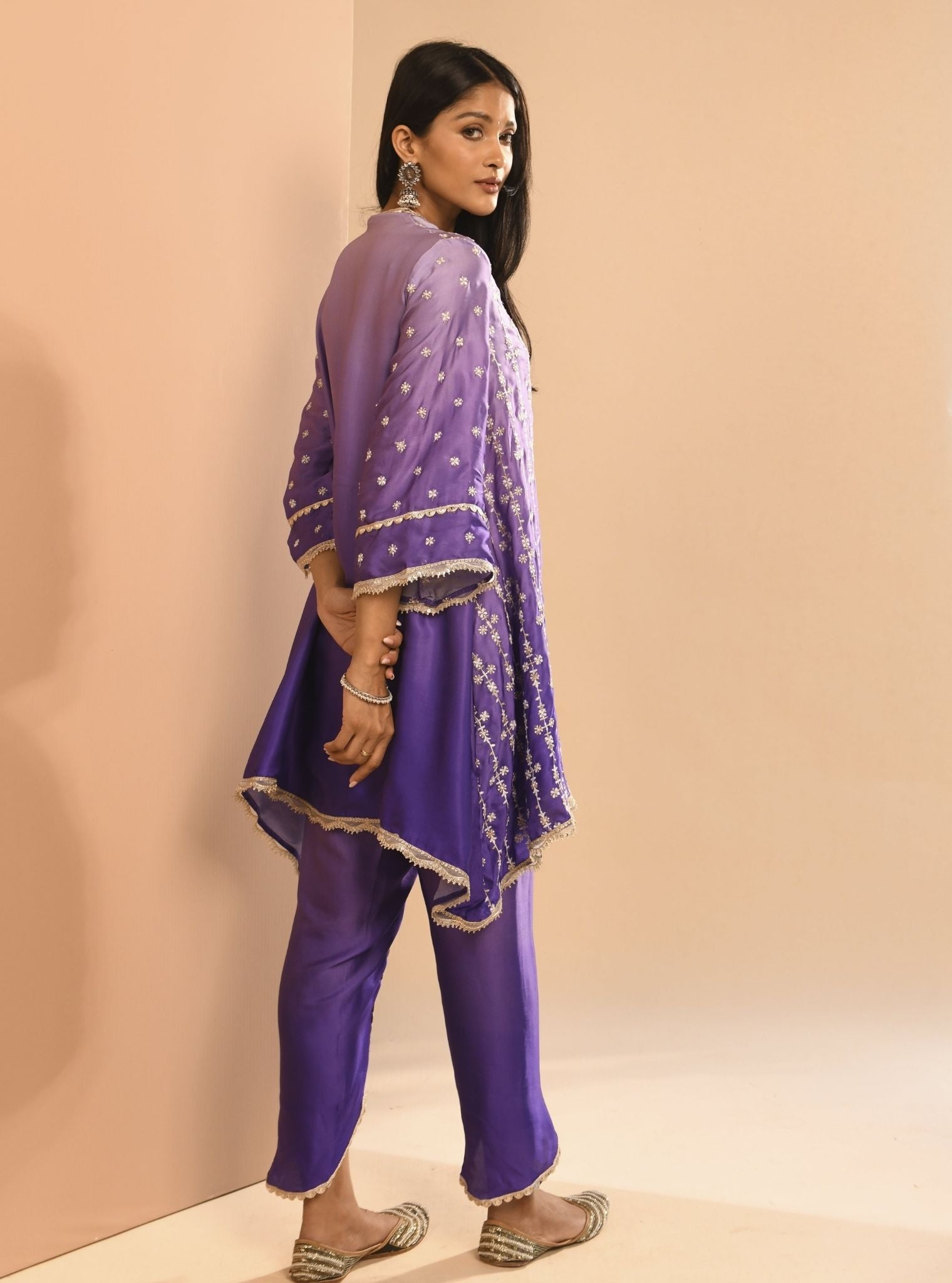 Inara Cupro Silk Purple Kurta Set