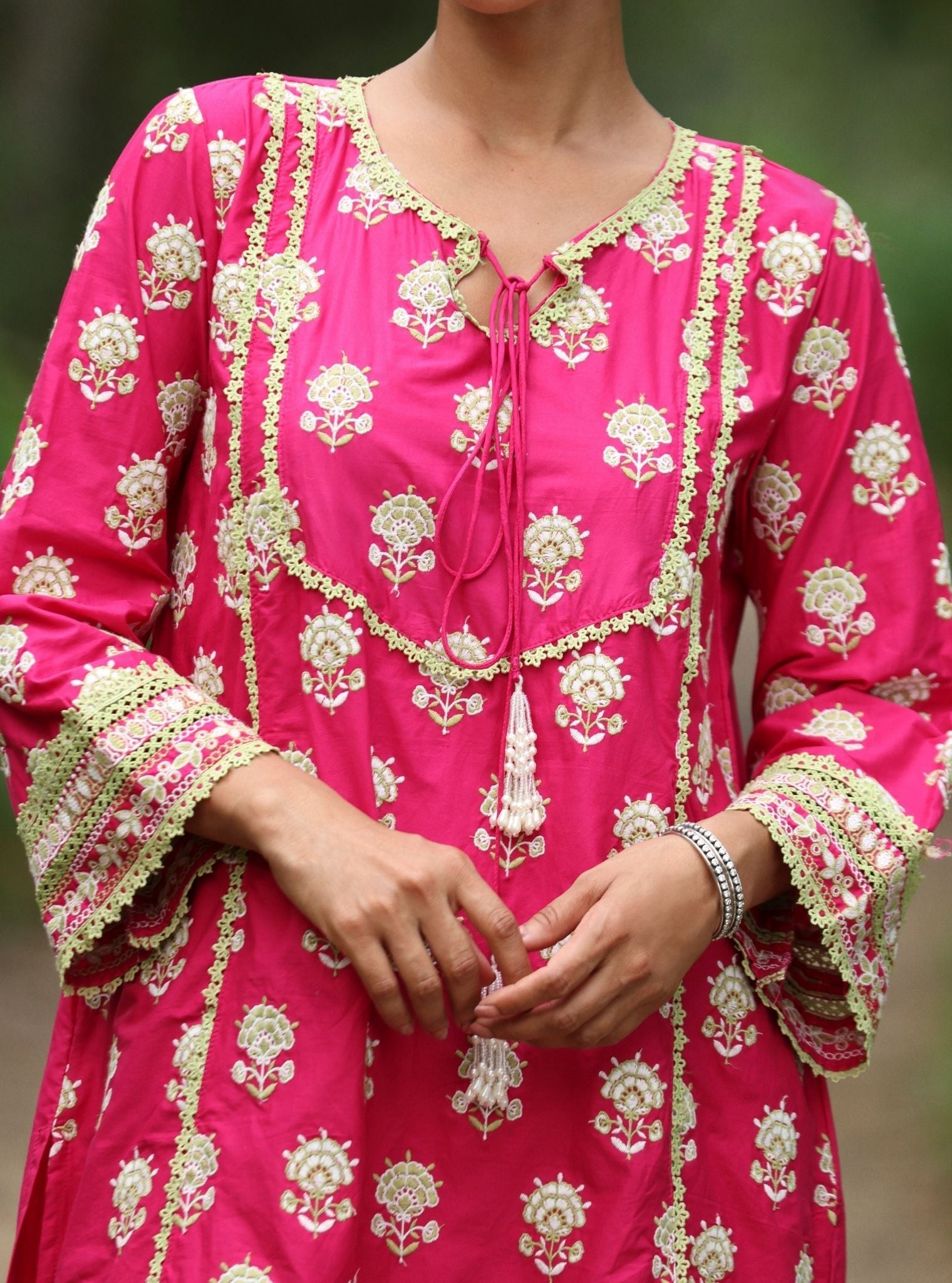 Alagi Supima Cotton Fuchsia Kurta With Farshi Salwar