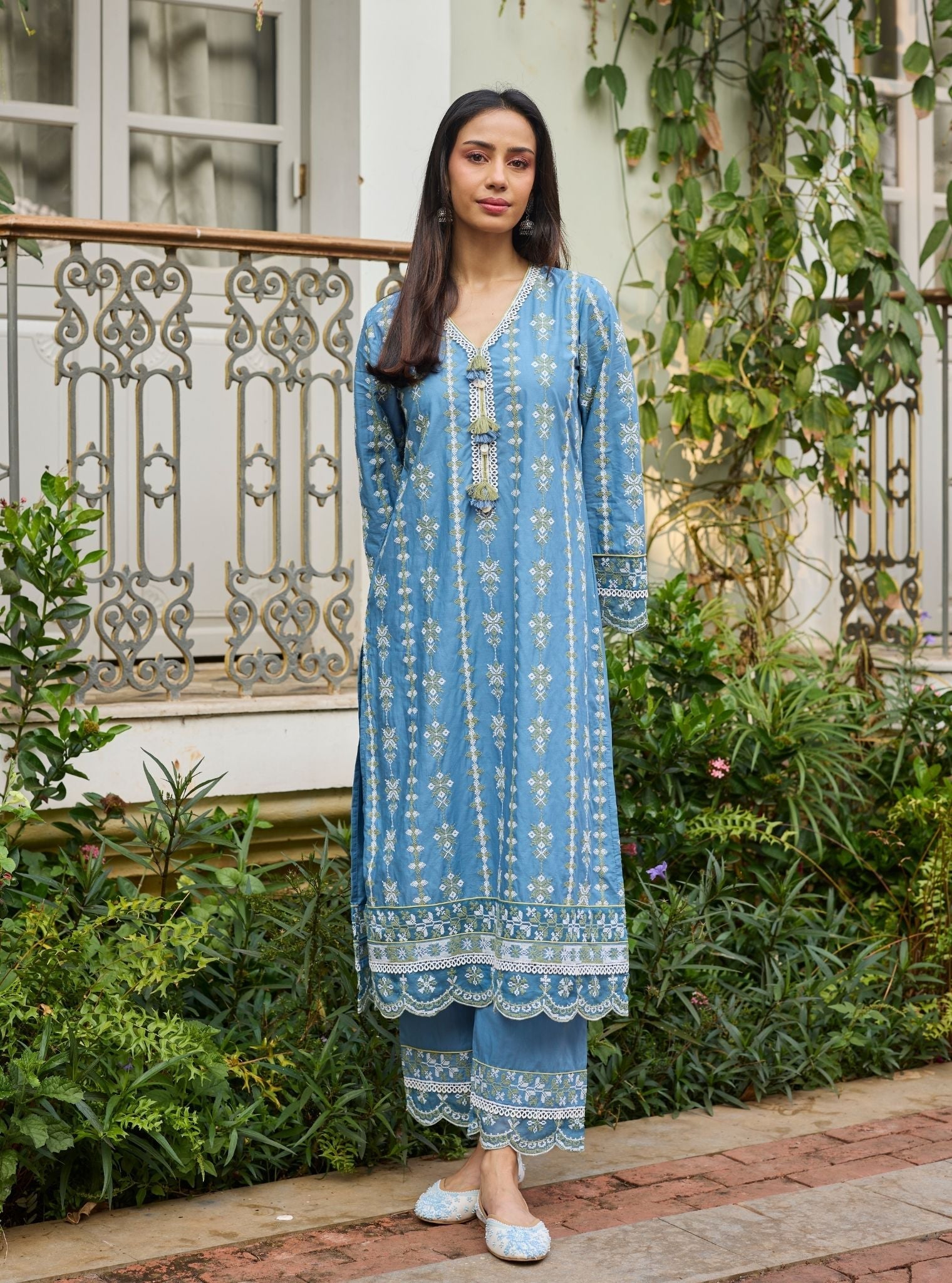 Mua Supima Cotton Steel Blue Kurta Set