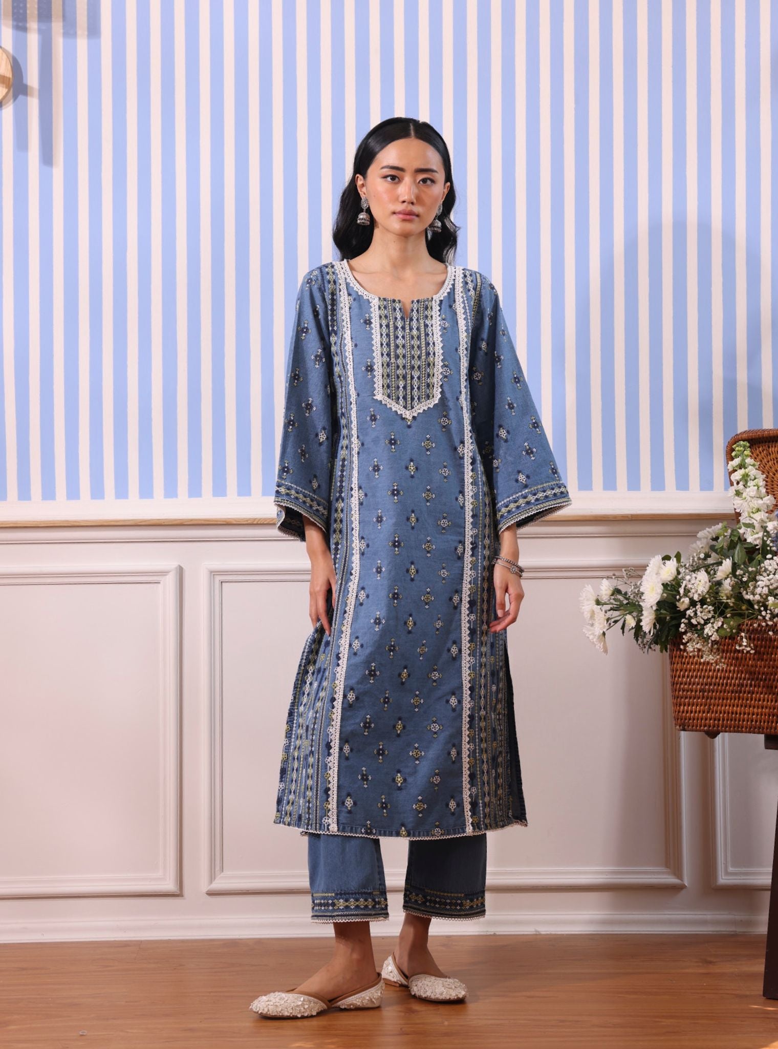 Odette Denim Blue Kurta Set