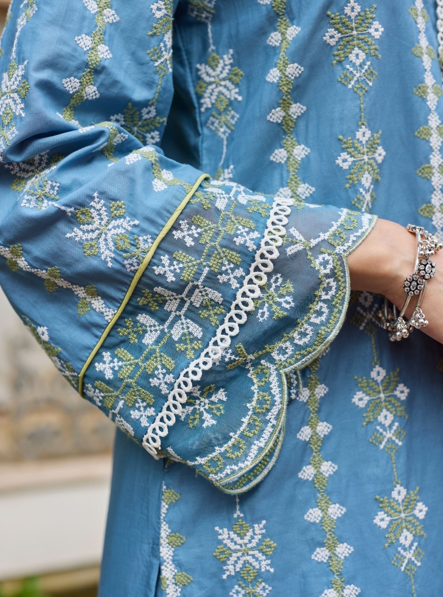 Mua Supima Cotton Steel Blue Kurta Set