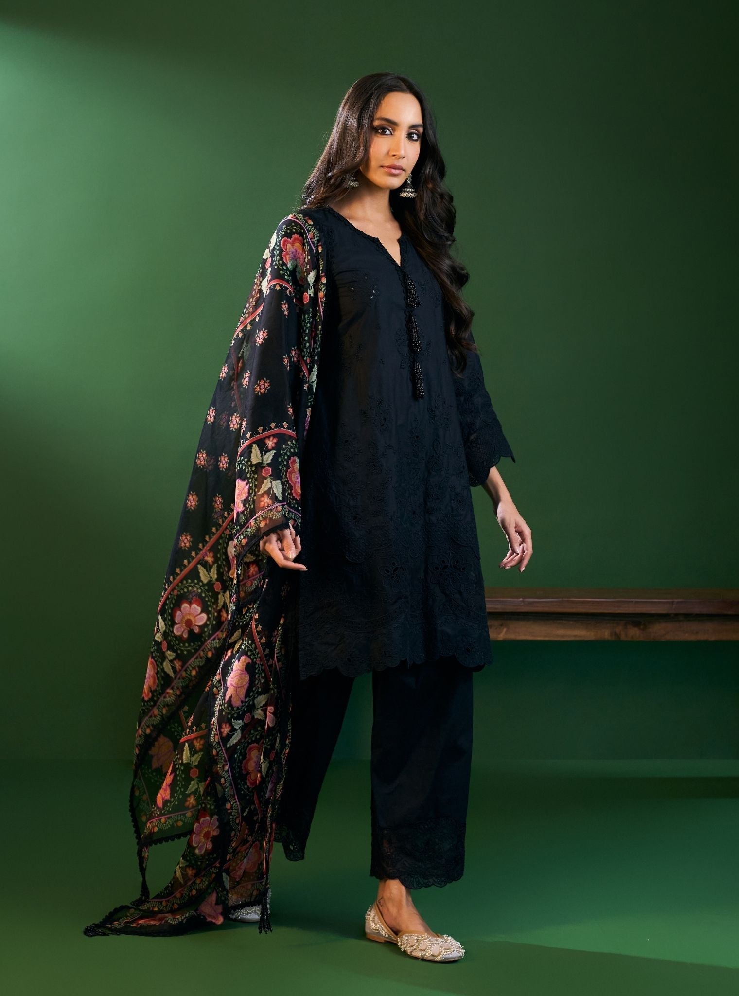 Riva Supima Cotton Black Kurta Set