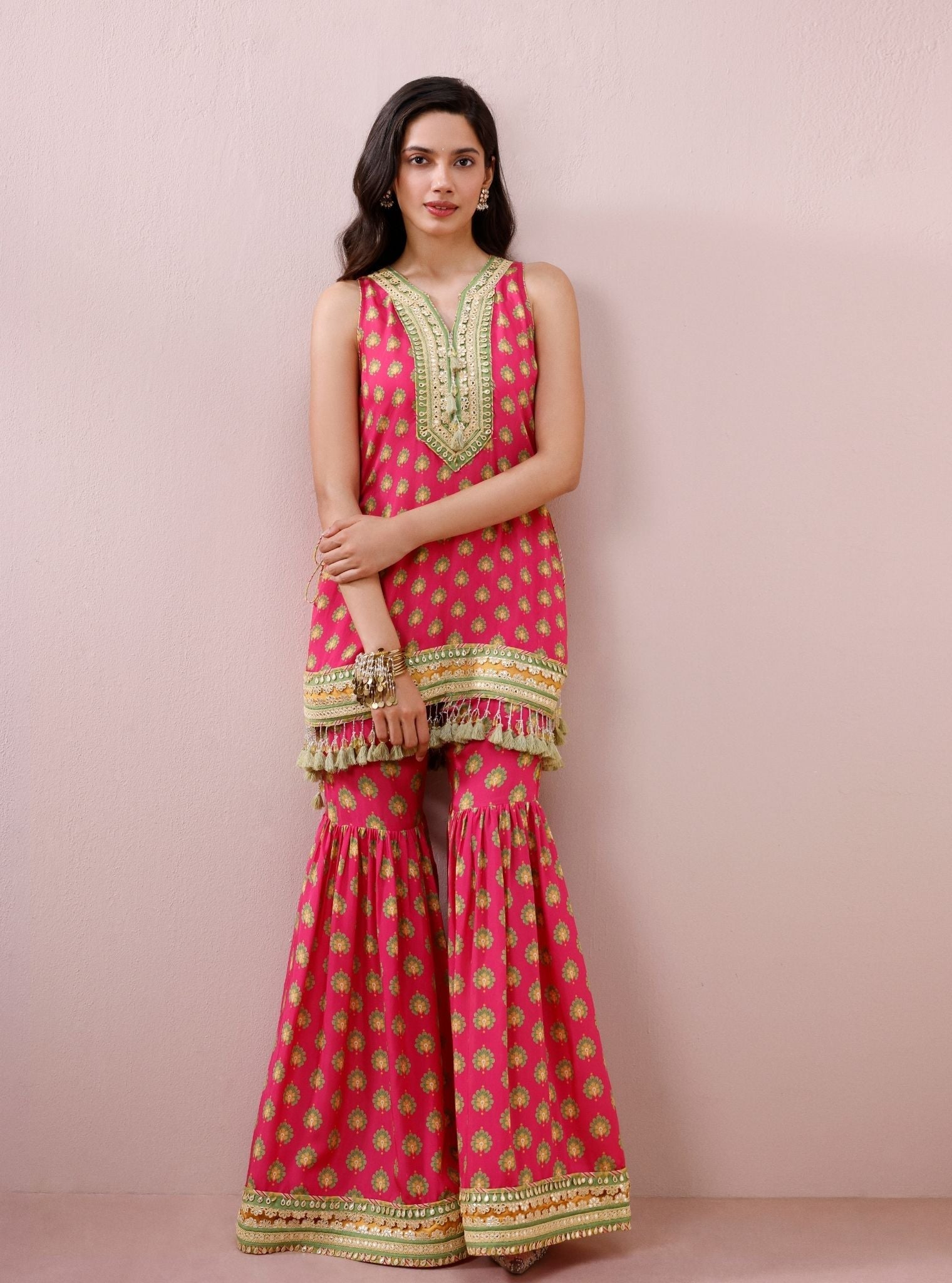 Ayra Lawn Printed Fuchsia Kurta with Garara