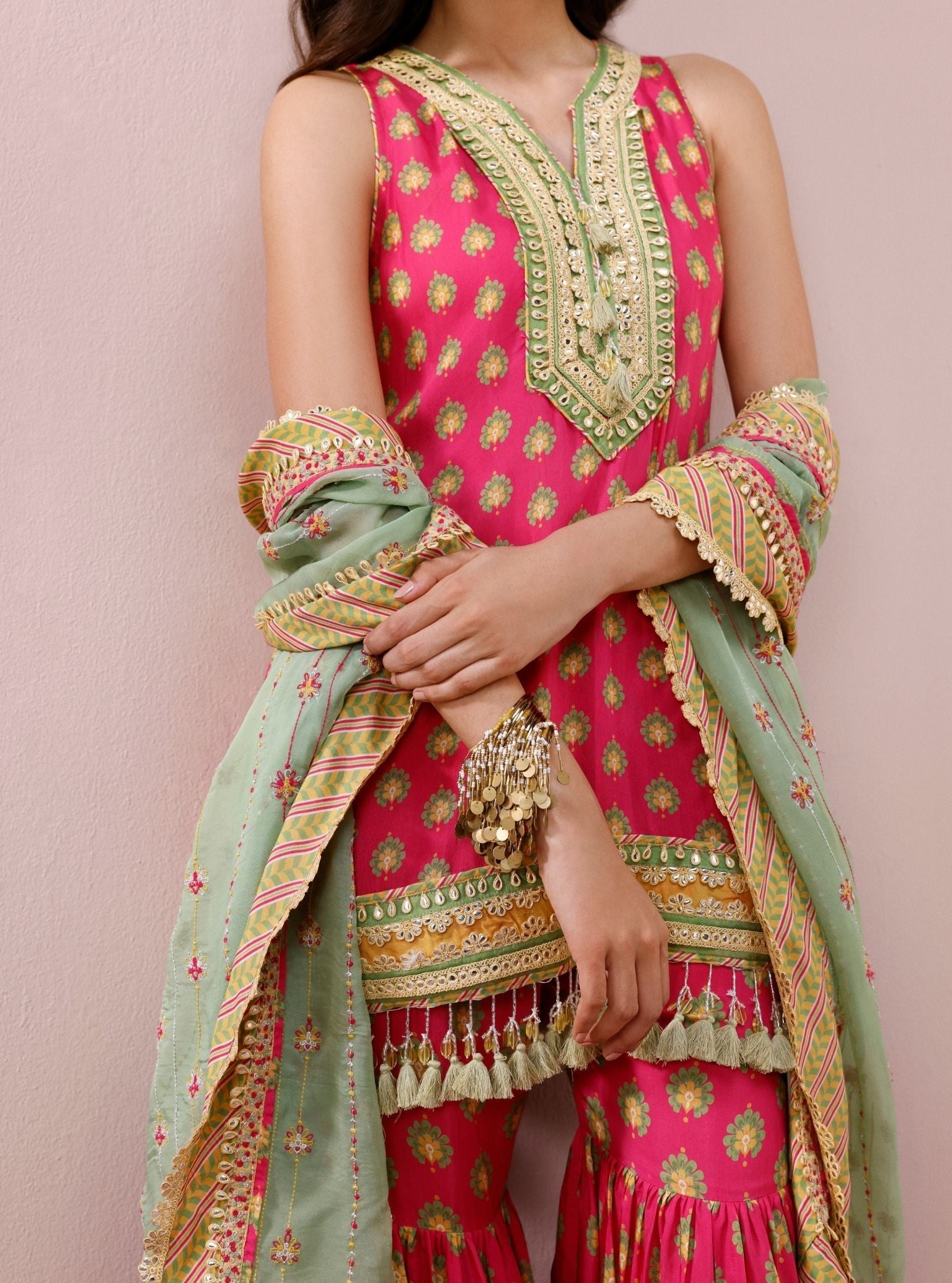 Ayra Lawn Printed Fuchsia Kurta with Garara