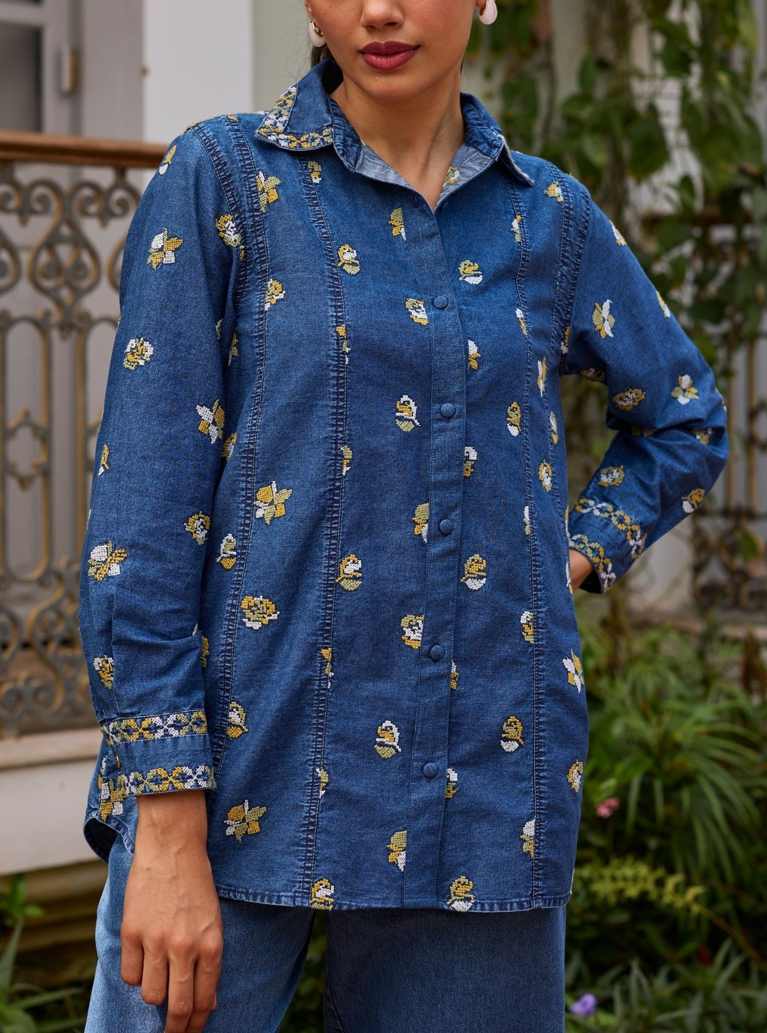 Tvisha Denim Yellow Shirt Set