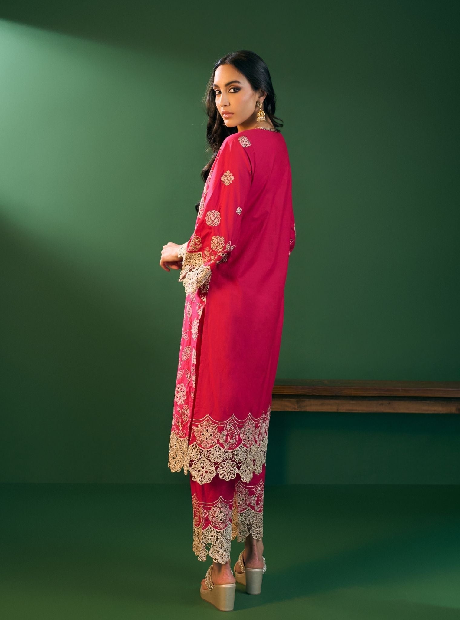 Arisha Supima Cotton Fuschia Kurta Set