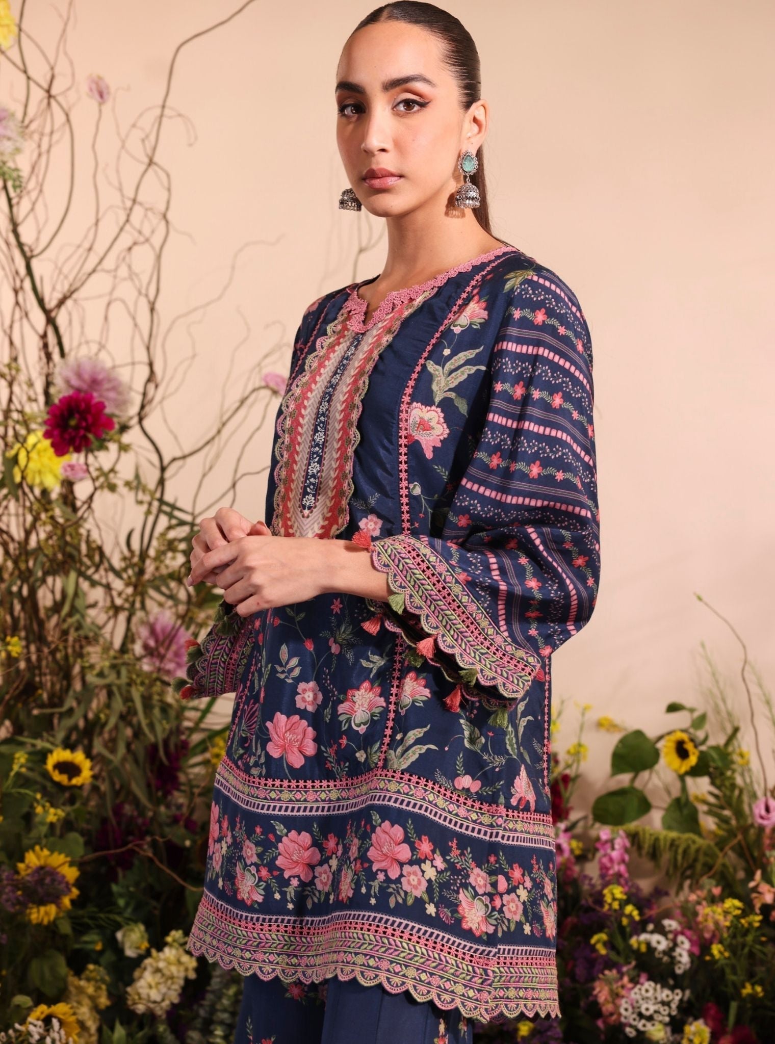 Miran Lawn Printed Navy Kurta Set