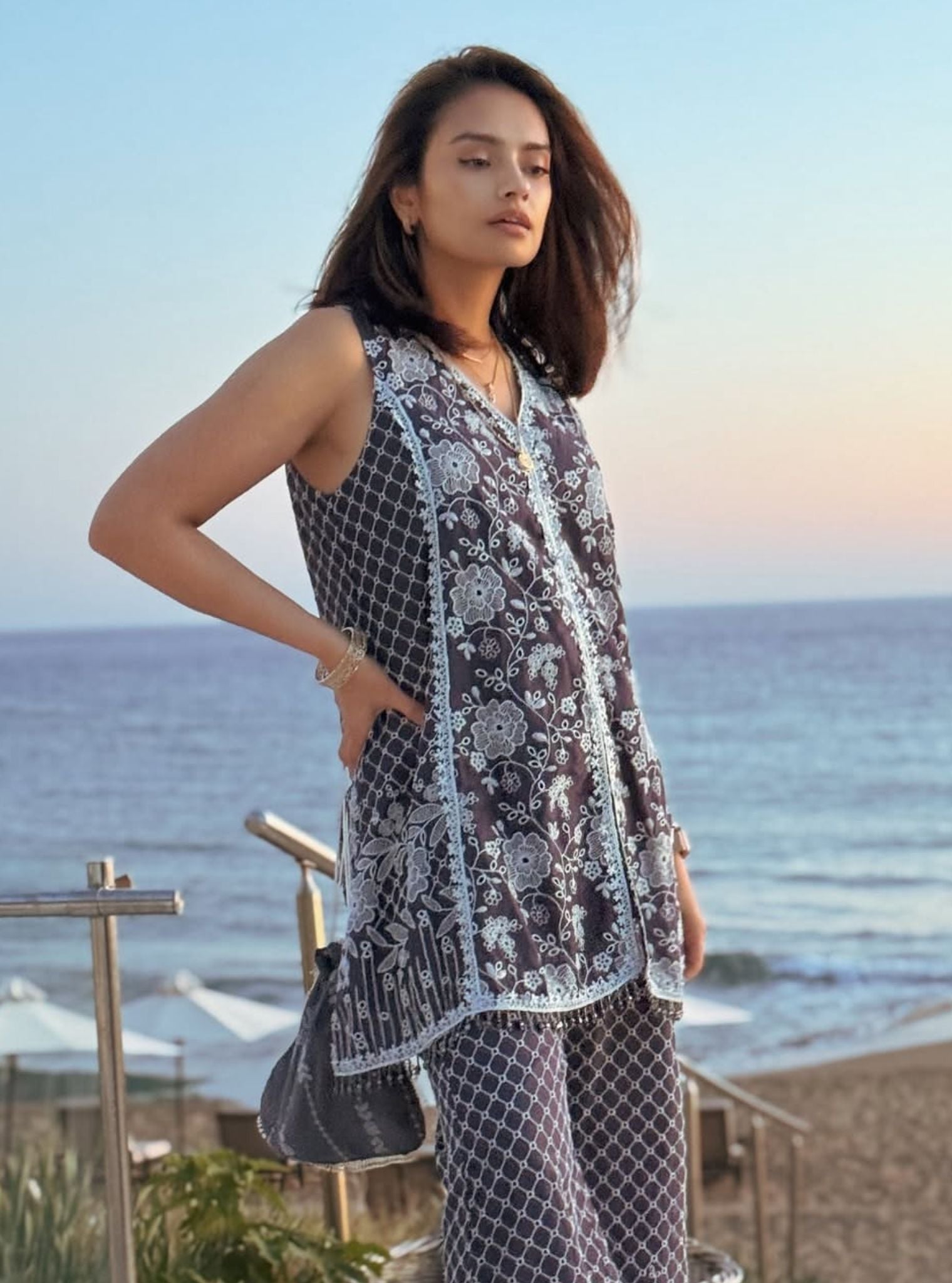 Nithara Organza Navy Co-ord Set