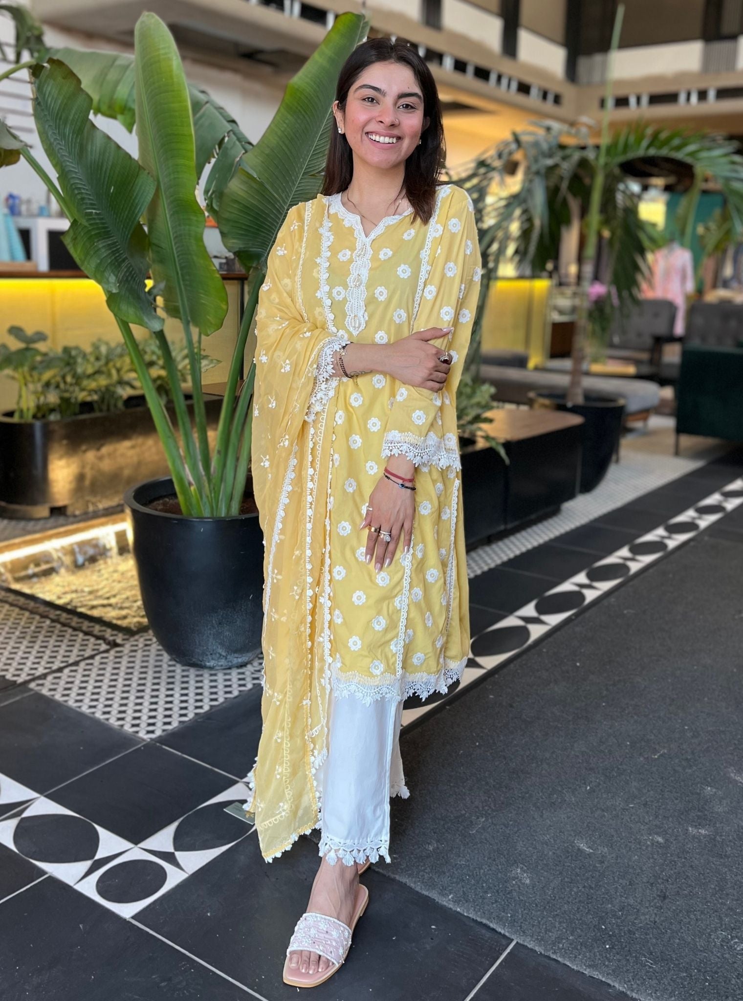 Cathy Supima Cotton Yellow Kurta With Tassel Pyajama
