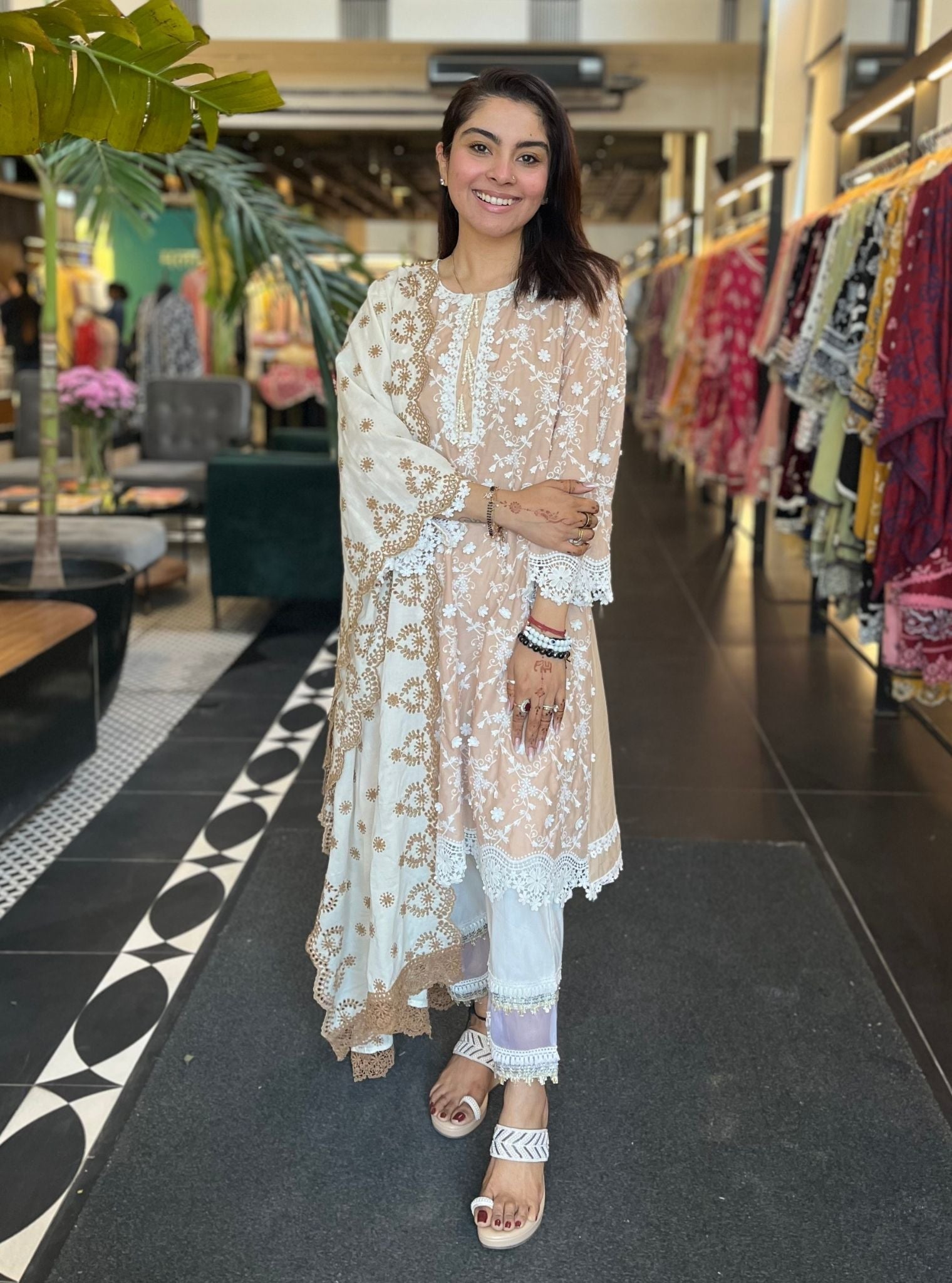 BayBreeze Supima Cotton Beige Kurta With Maple Pyajama