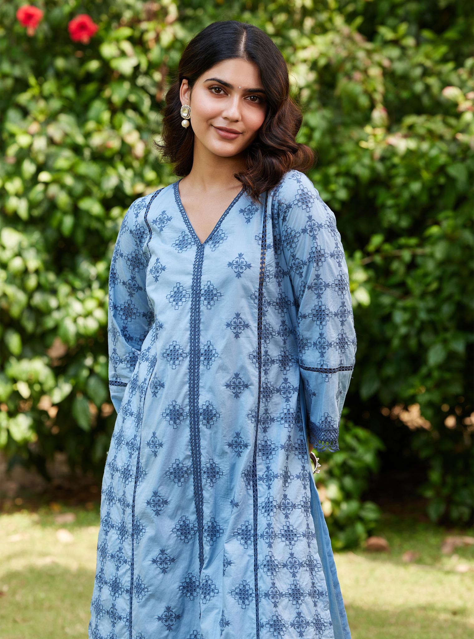Mulmul Supima Cotton Seher Dark Blue Kurta