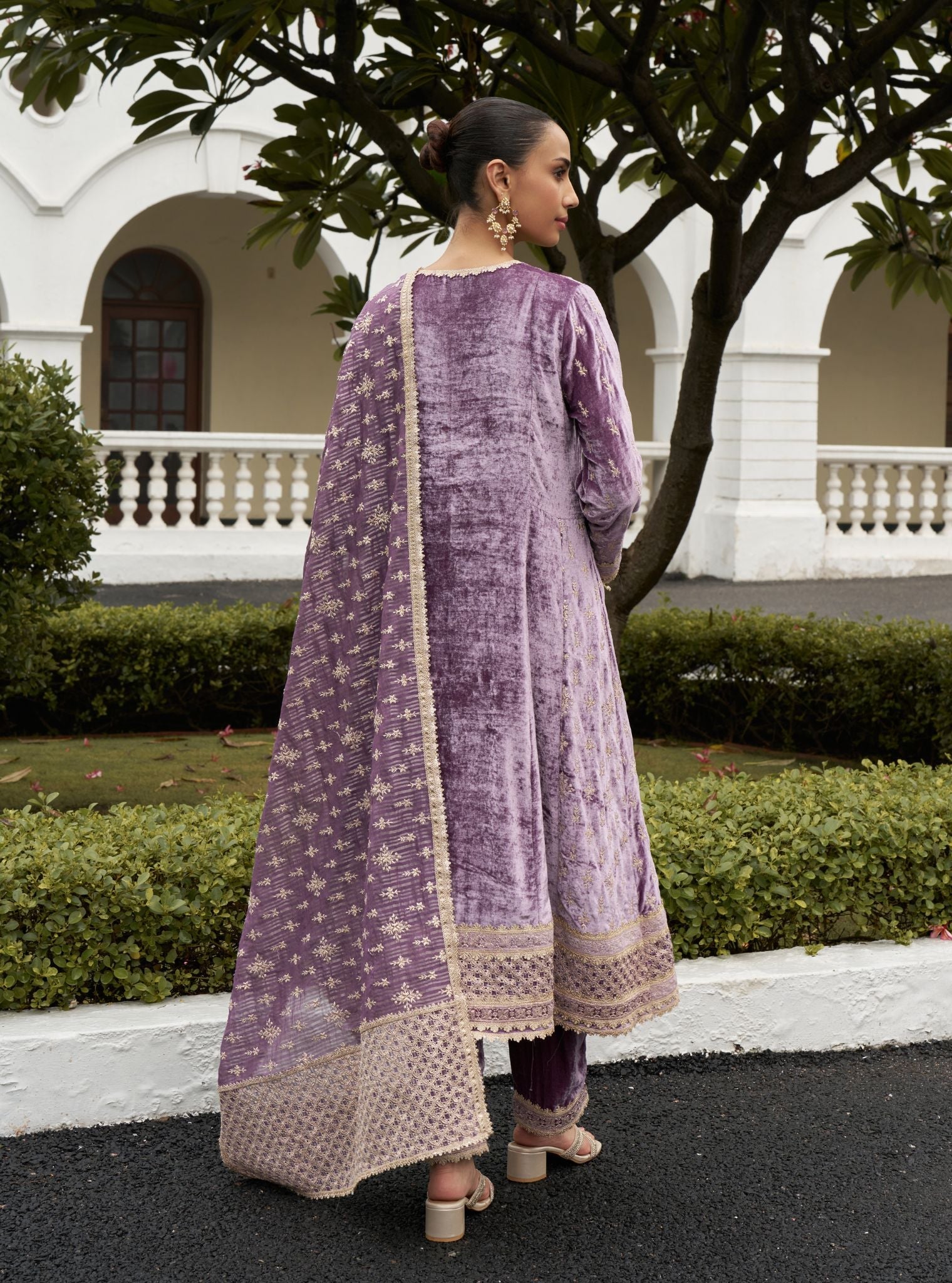 Suramya Velvet Lavender Anarkali Kurta Set