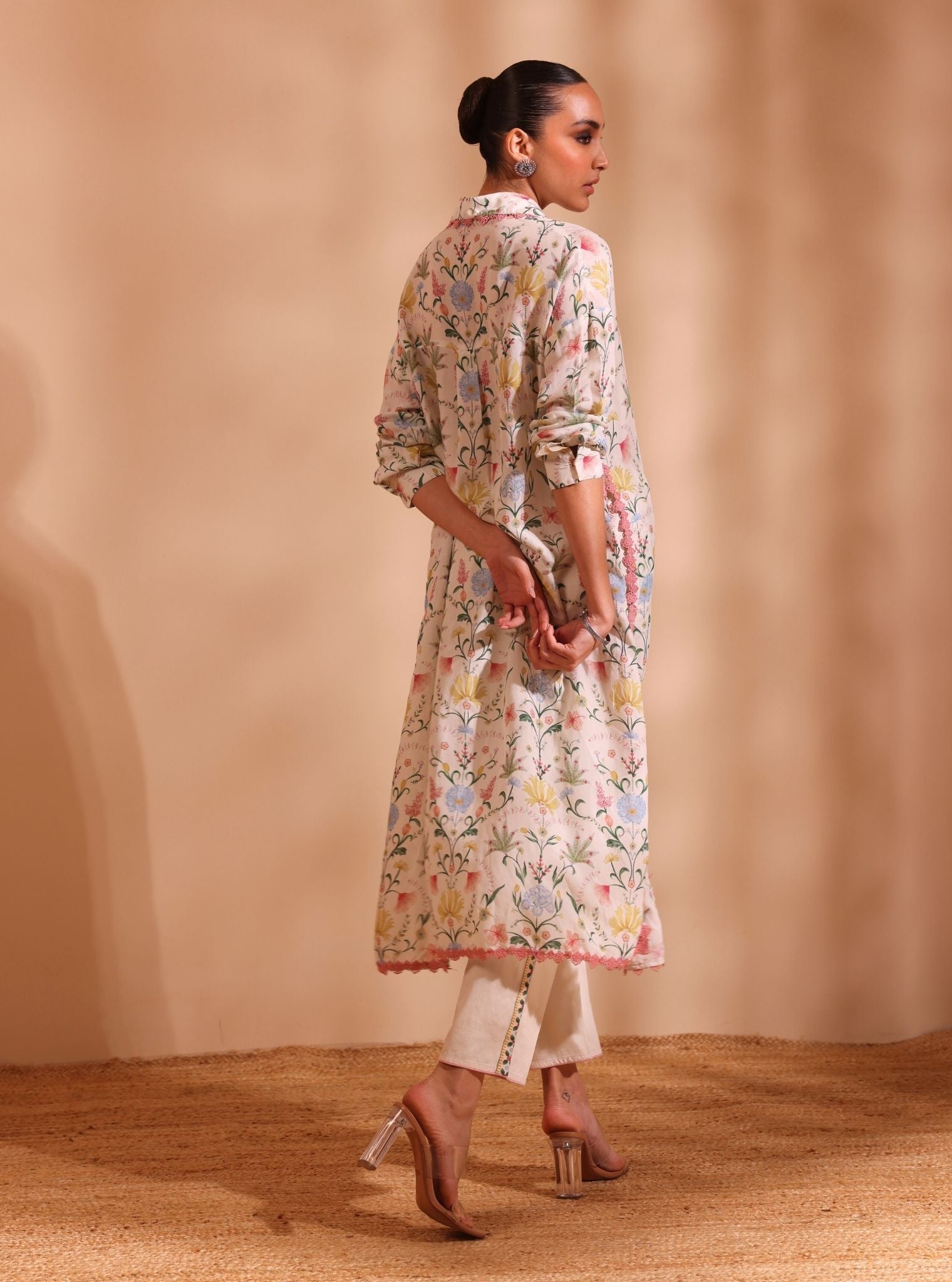 Sene Lawn Printed Off White Kurta Set