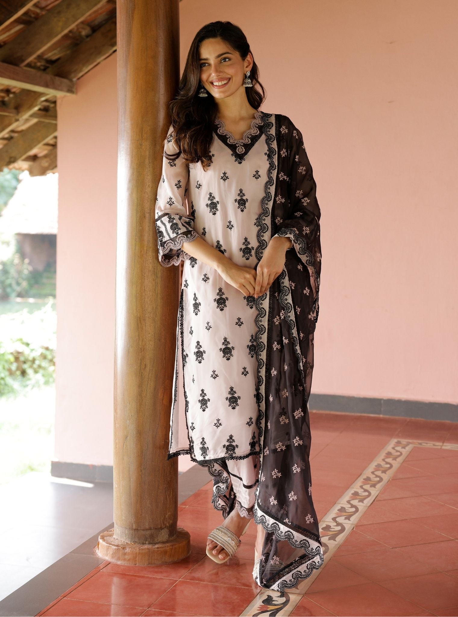 Nain Organza Dusty Pink Kurta Set