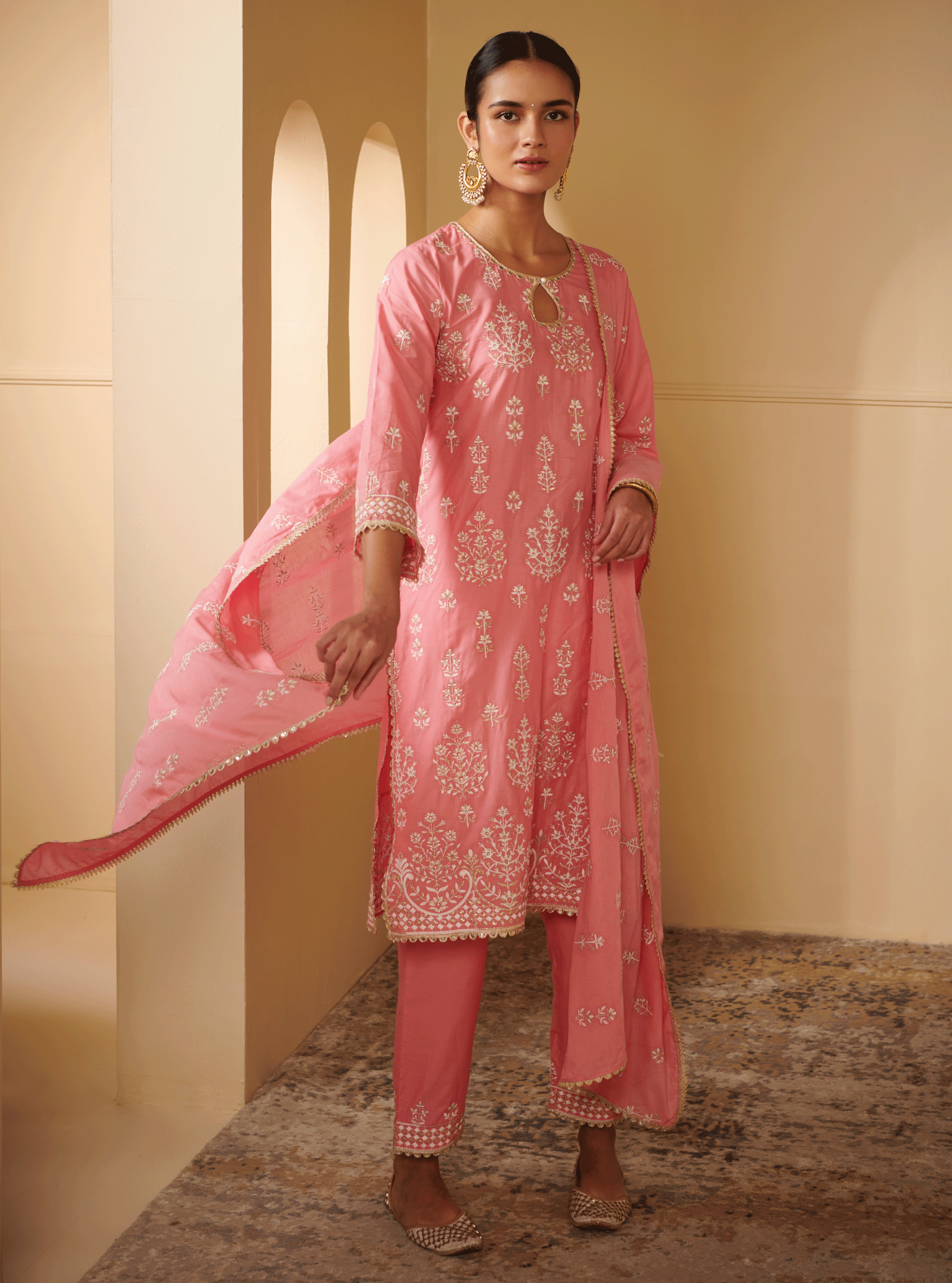 Kasari Supima Cotton Pink Kurta Set