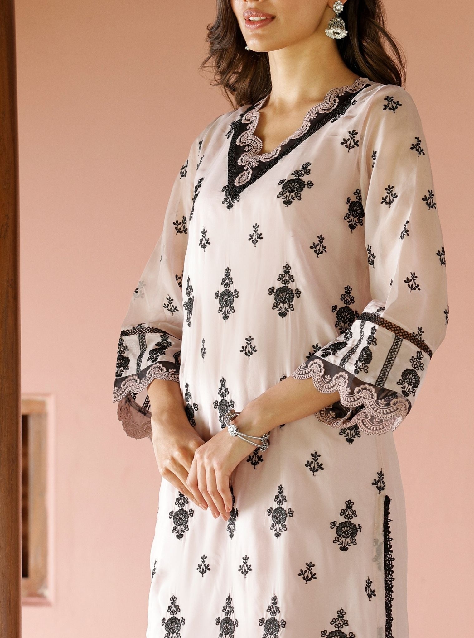 Nain Organza Dusty Pink Kurta Set