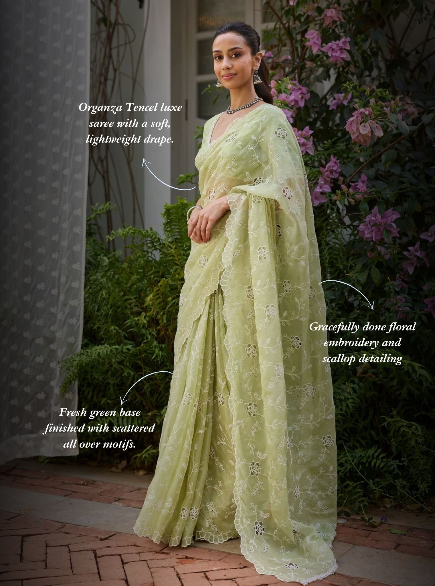 Roro Organza Green Saree