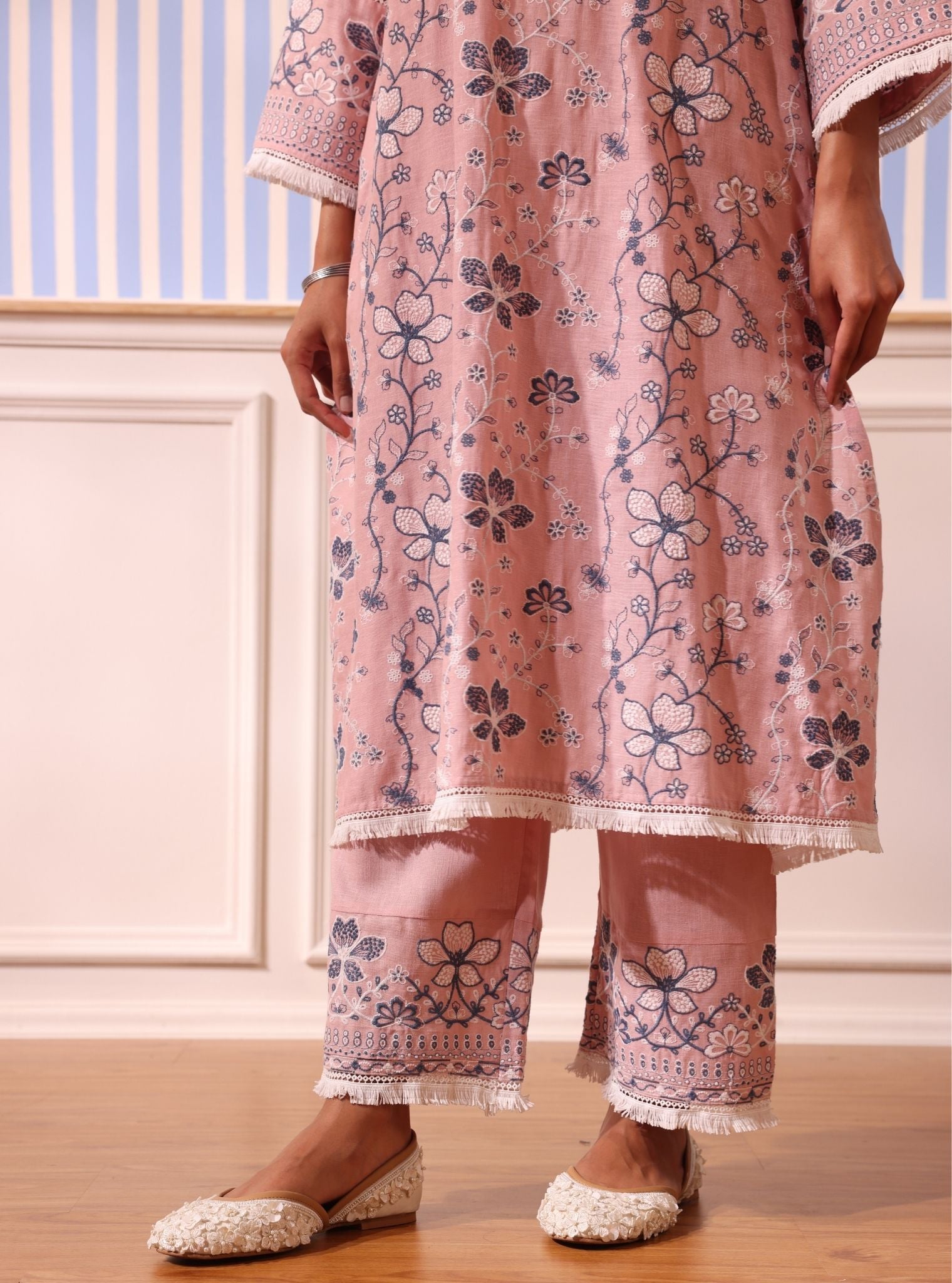 Vania Linen Pink Kurta Set