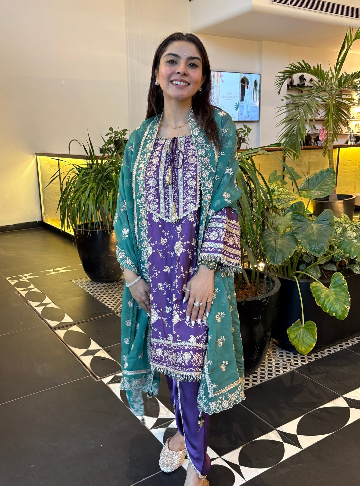 Sanae Cupro Satin Purple Kurta Set