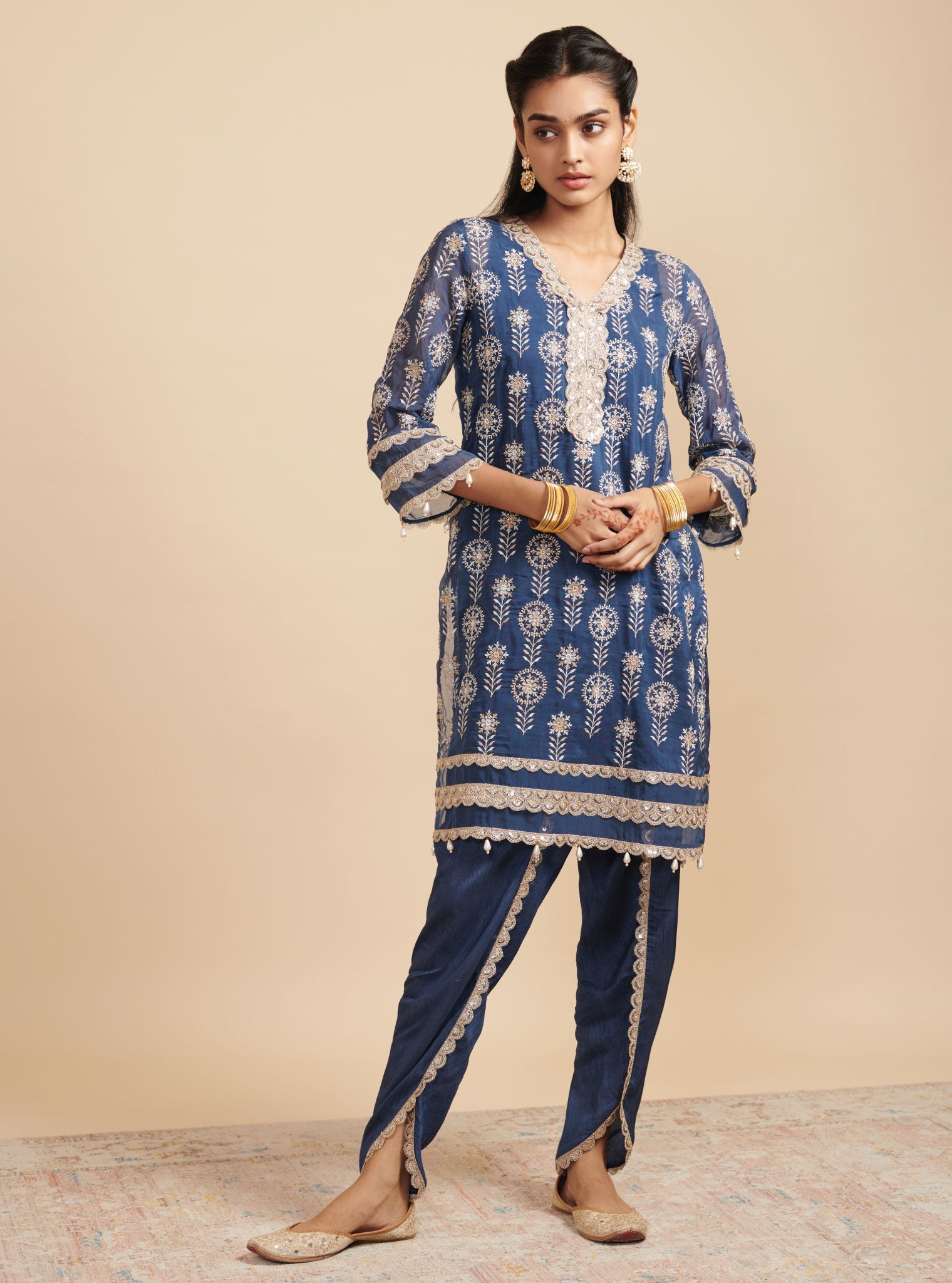 Surma Organza Navy Kurta Set