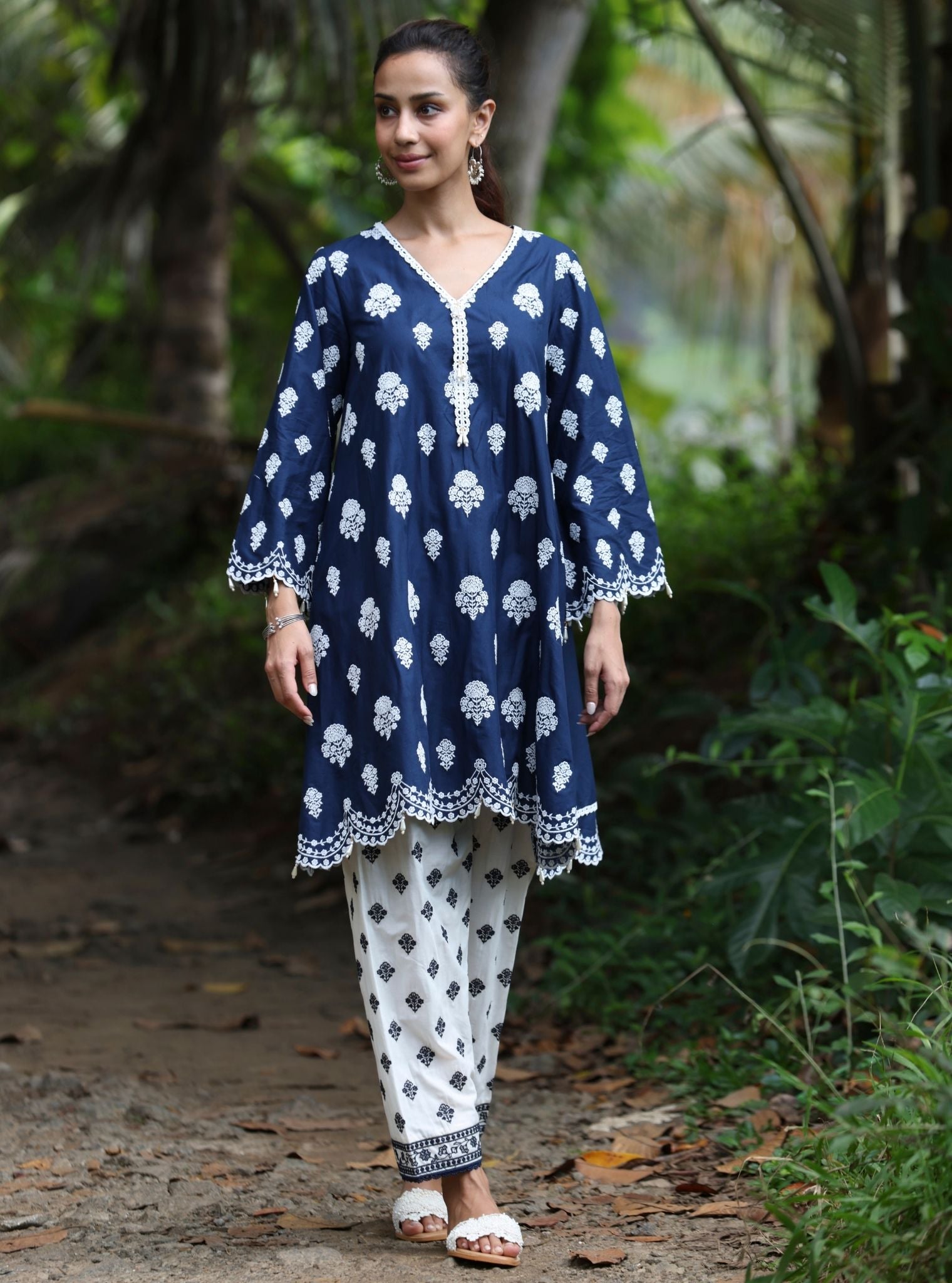 Abana Supima Cotton Navy Kurta Set