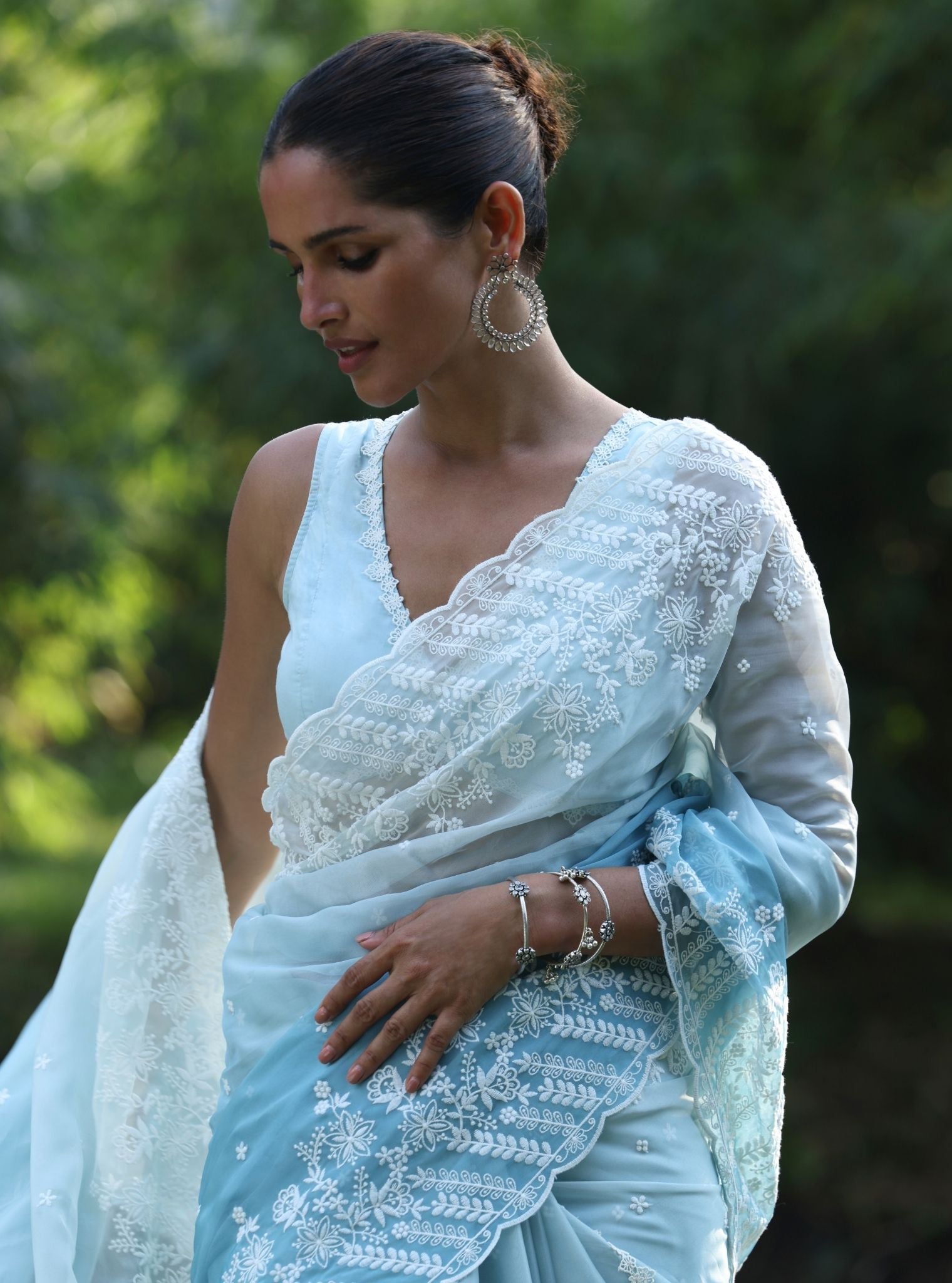 Roja Organza Ombre Blue Saree