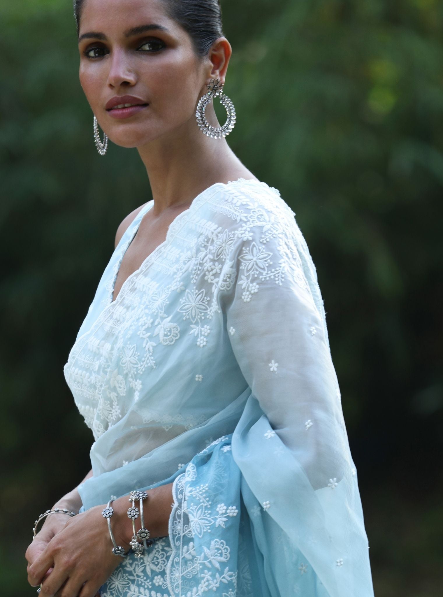 Roja Organza Ombre Blue Saree