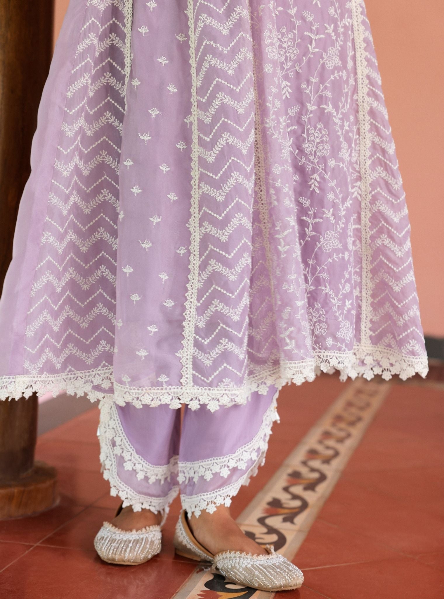 Keerth Organza Lavender Anarkali Kurta Set