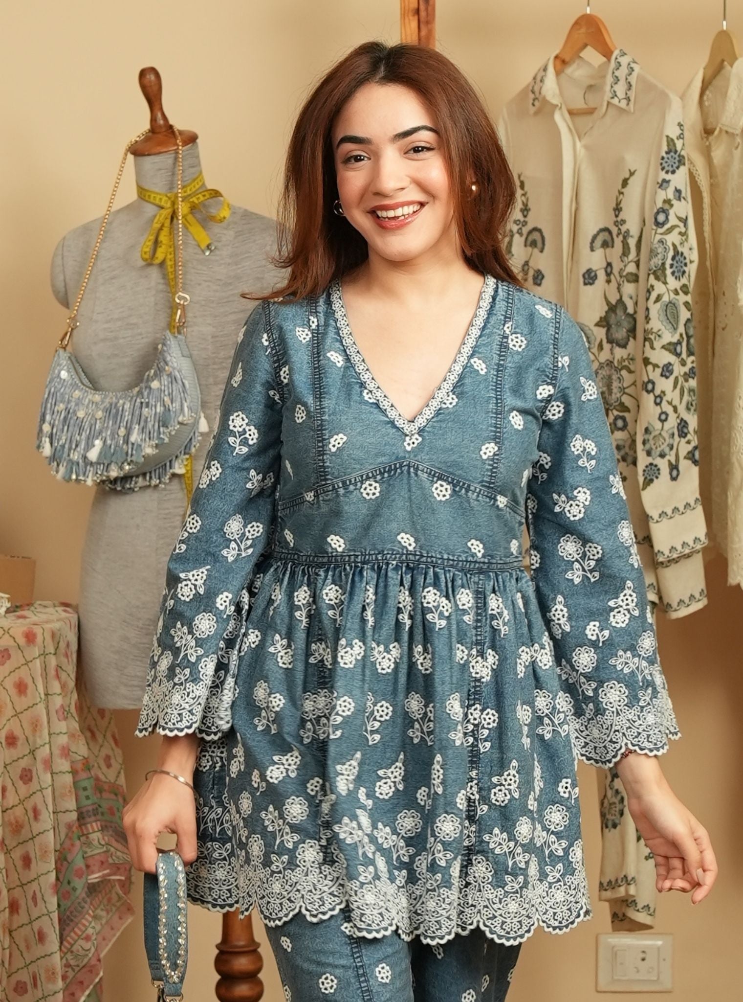Sariona Denim Blue Co-ord Set
