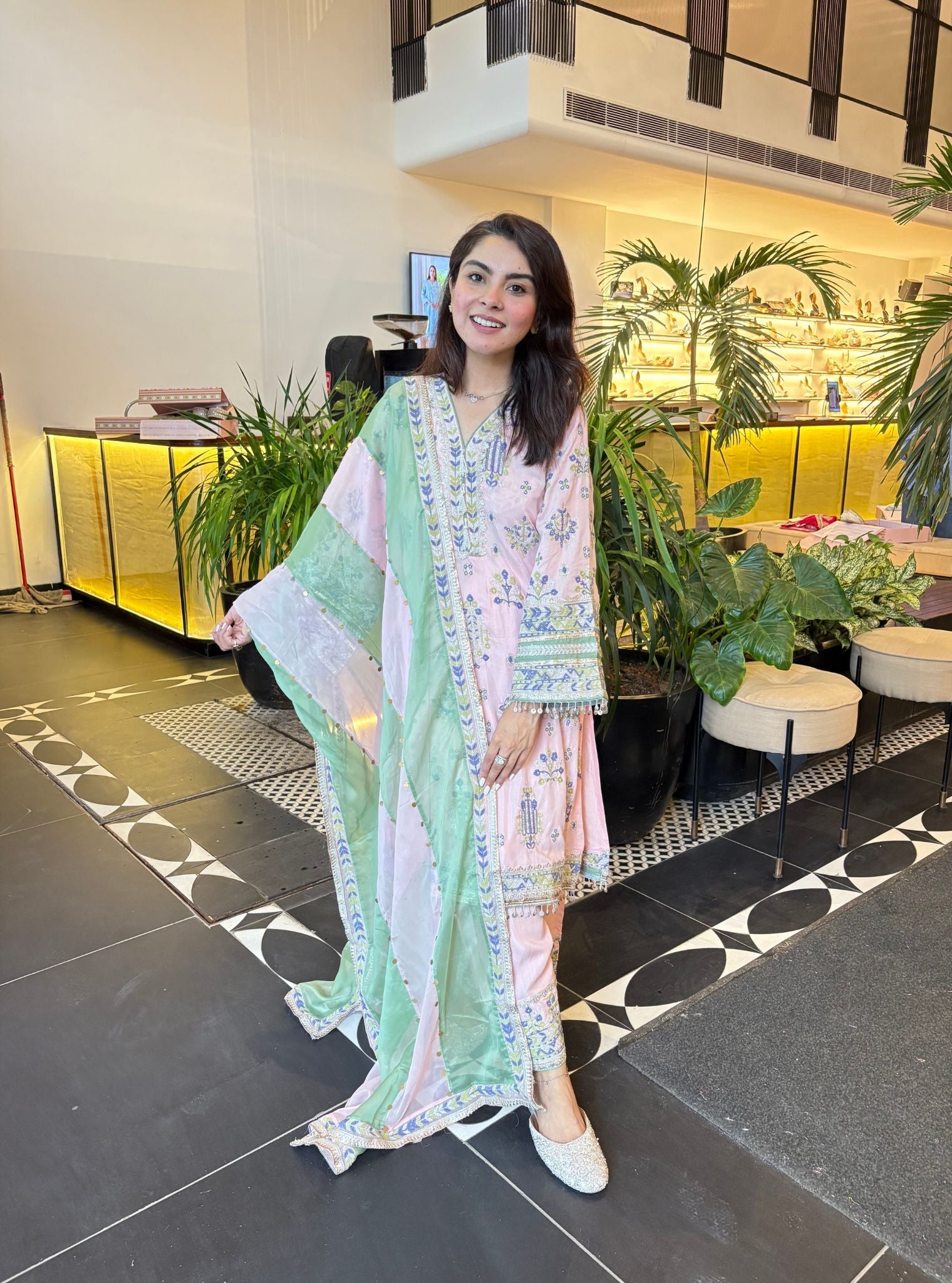 Noreya Lawn Pink Kurta With Farshi Salwar