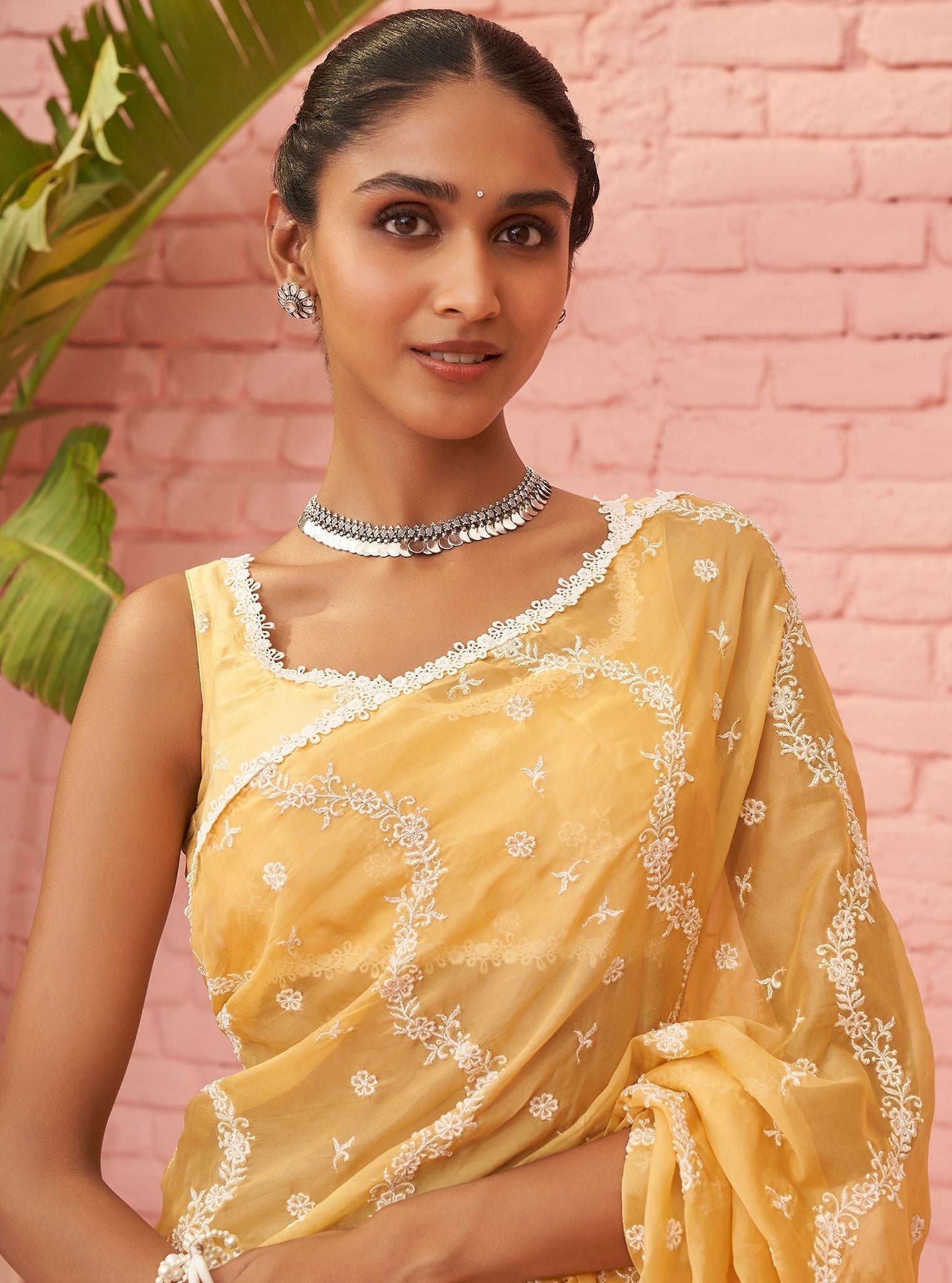 Kolli Organza Yellow Saree