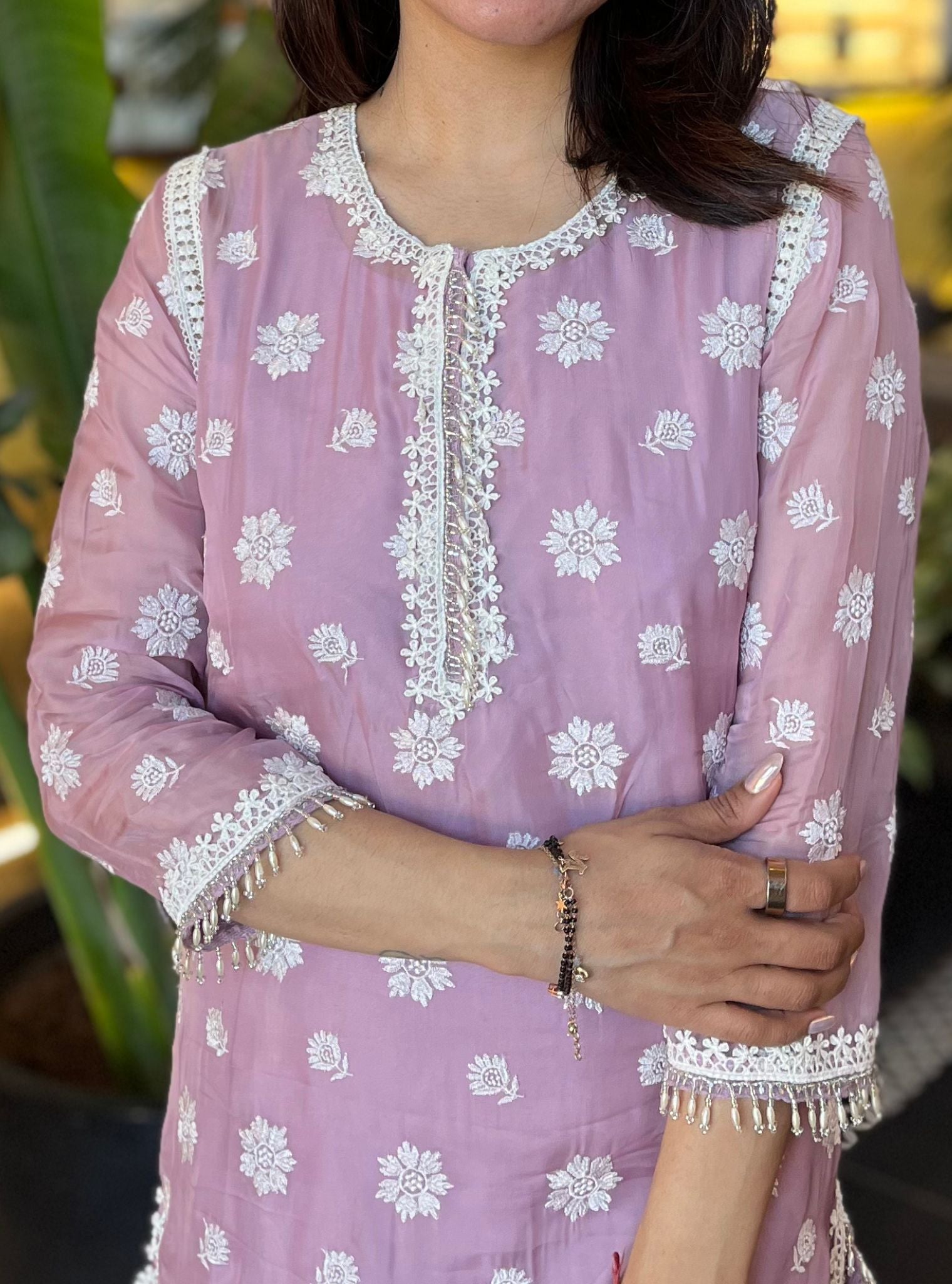 Nour Organza Lilac Kurta Set