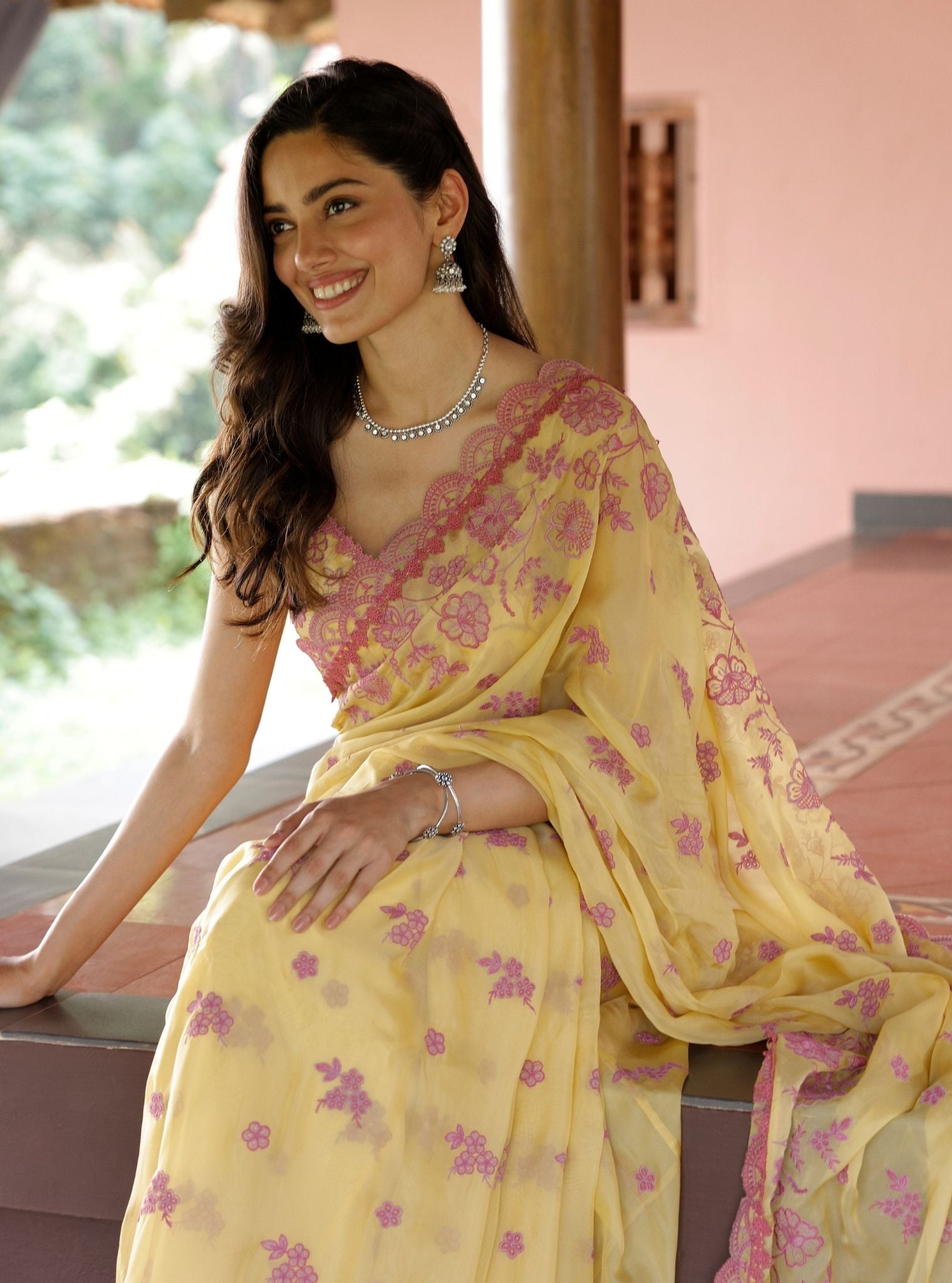Chia Organza Yellow Saree