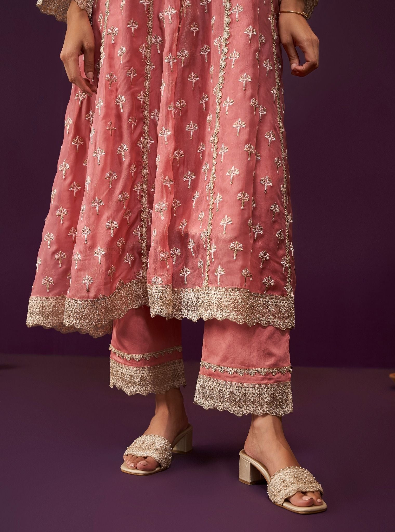 Sanoh Organza Mauve Anarkali Kurta Set