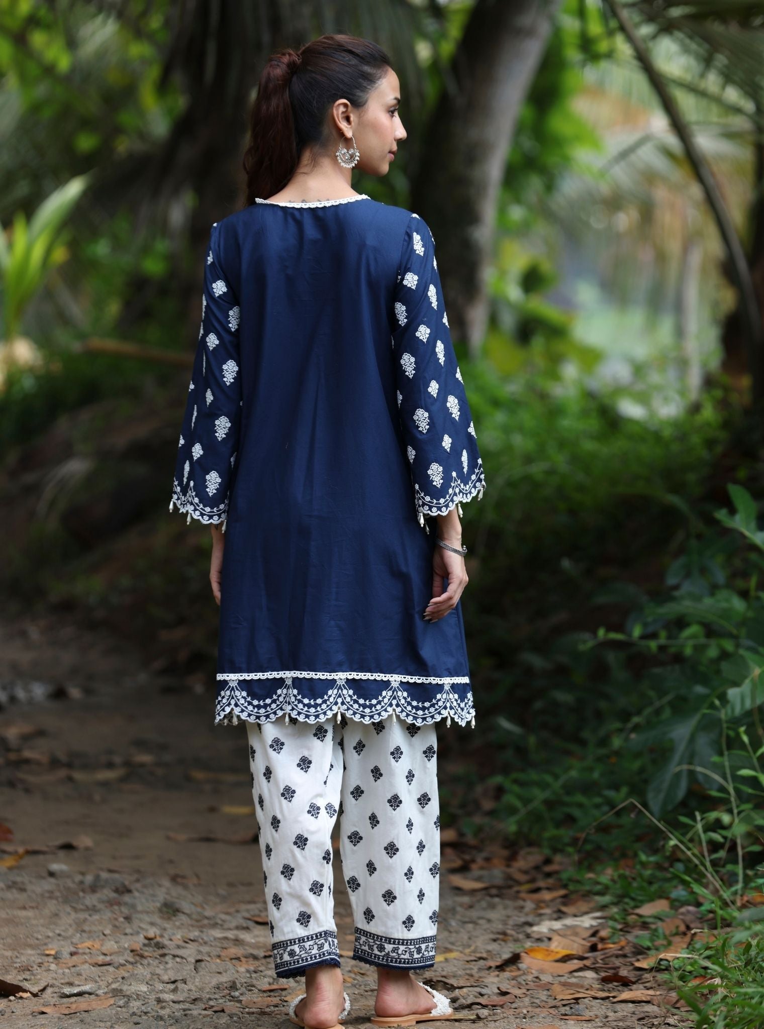 Abana Supima Cotton Navy Kurta Set
