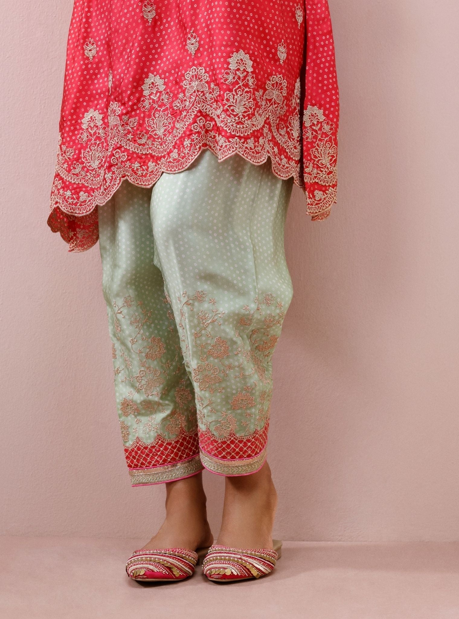 Iraa Cupro Satin Red Kurta Set