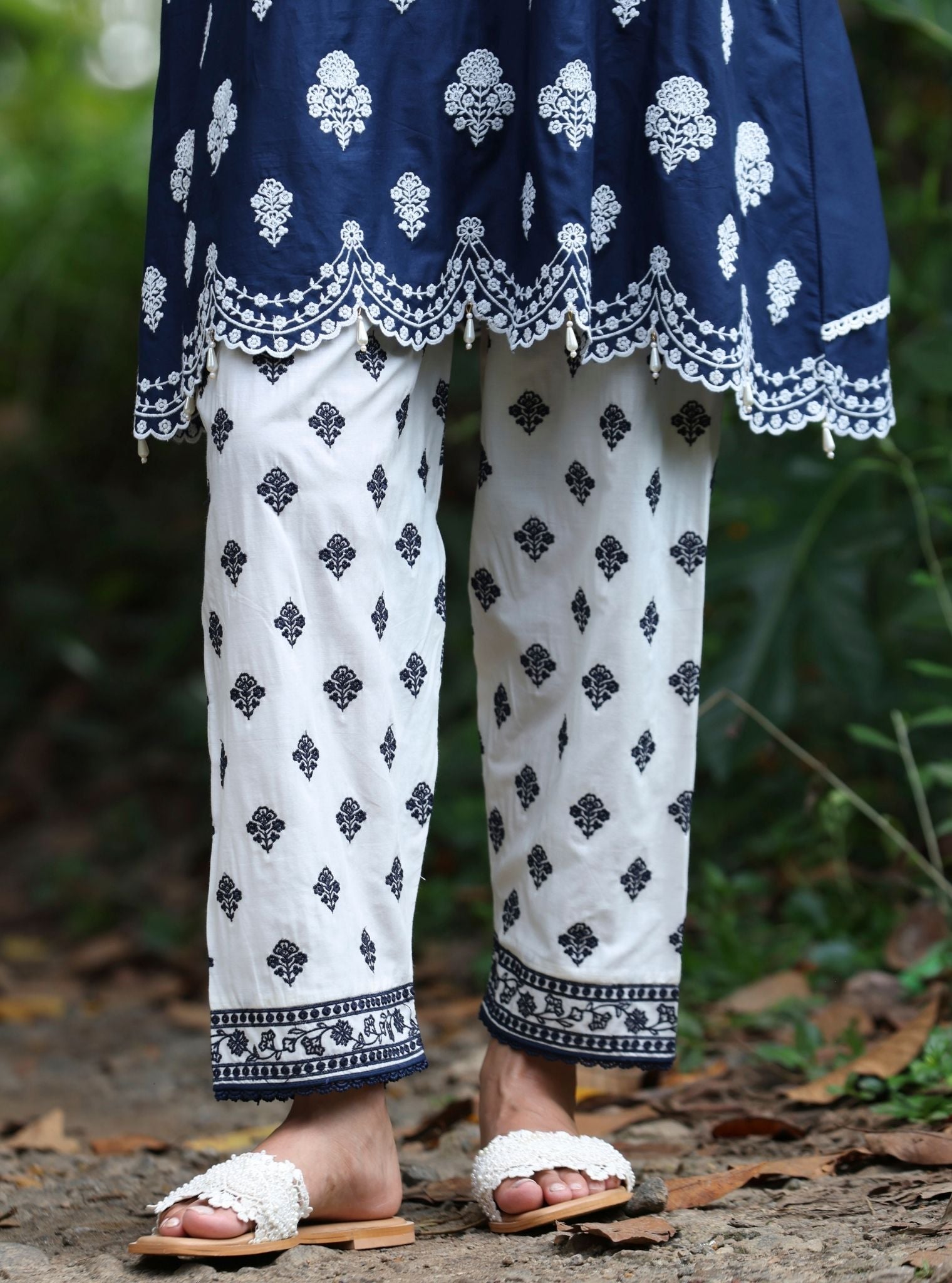 Abana Supima Cotton Navy Kurta Set