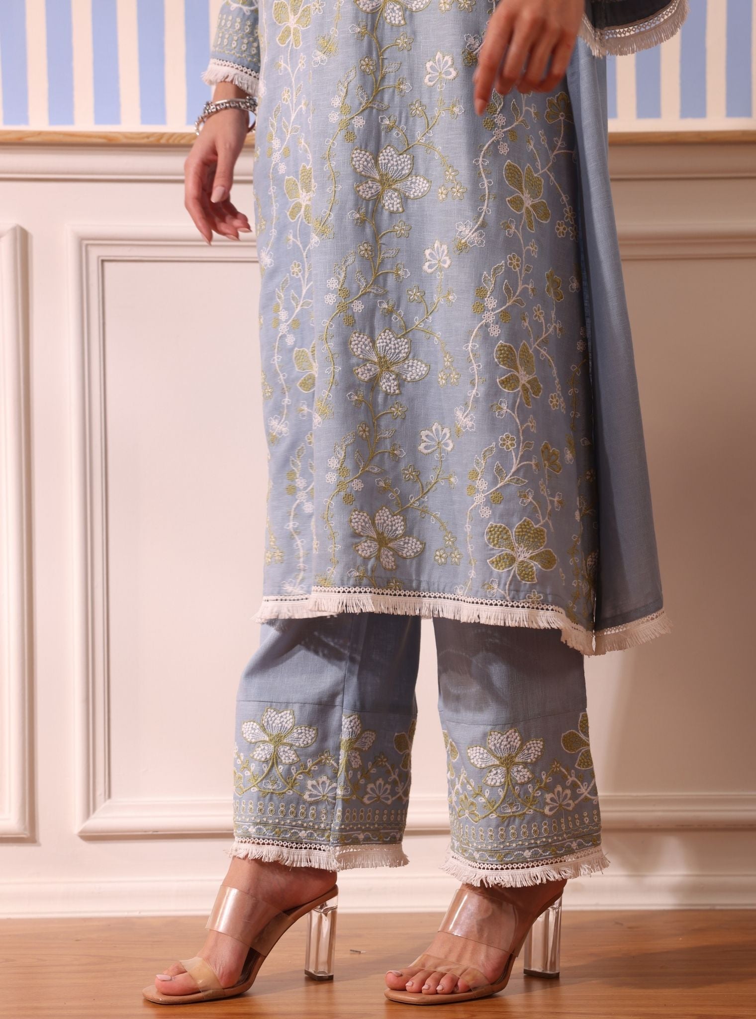 Vania Linen Light Blue Kurta Set