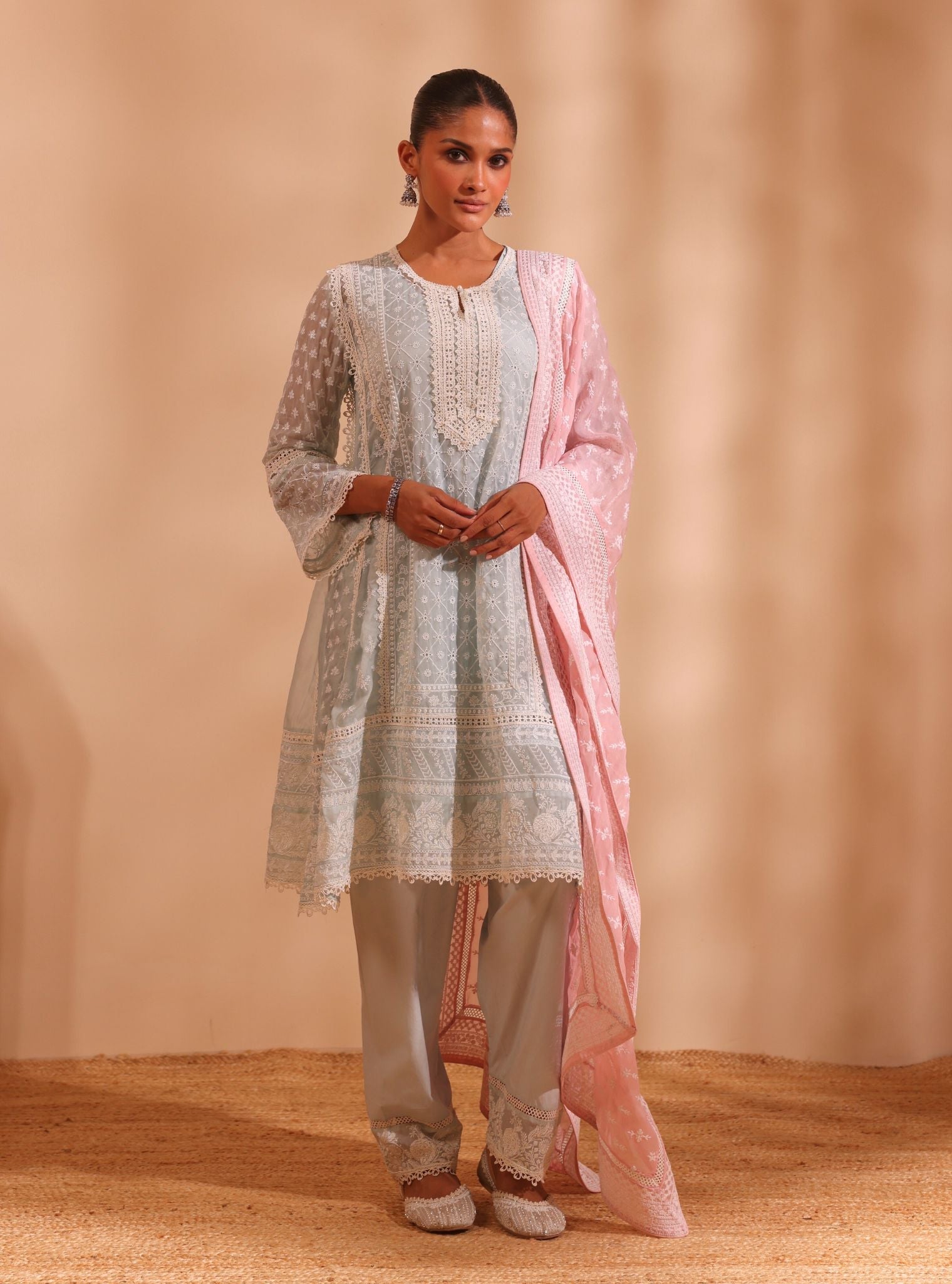 Sritha Organza Blue Kurta Set