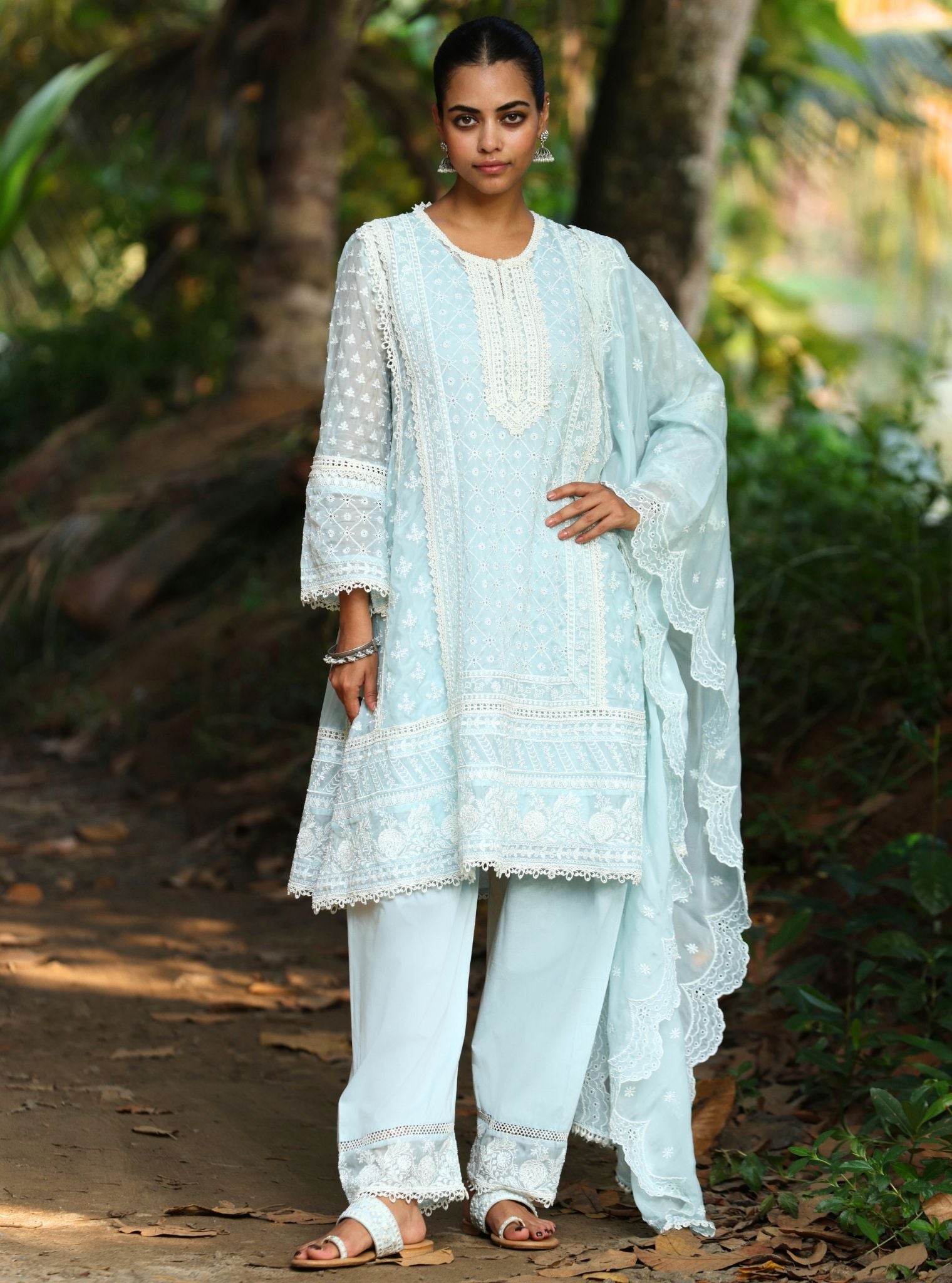 Sritha Organza Blue Kurta Set