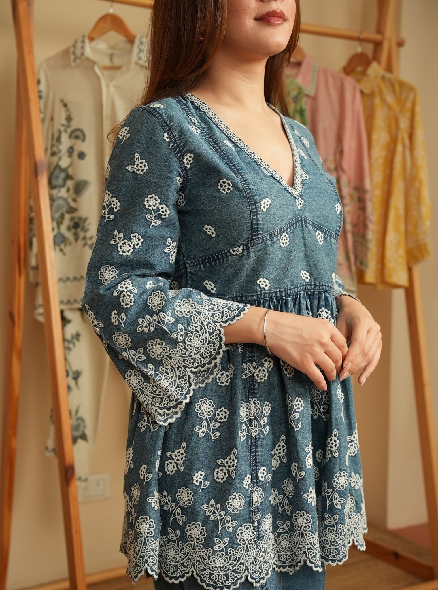 Sariona Denim Blue Co-ord Set