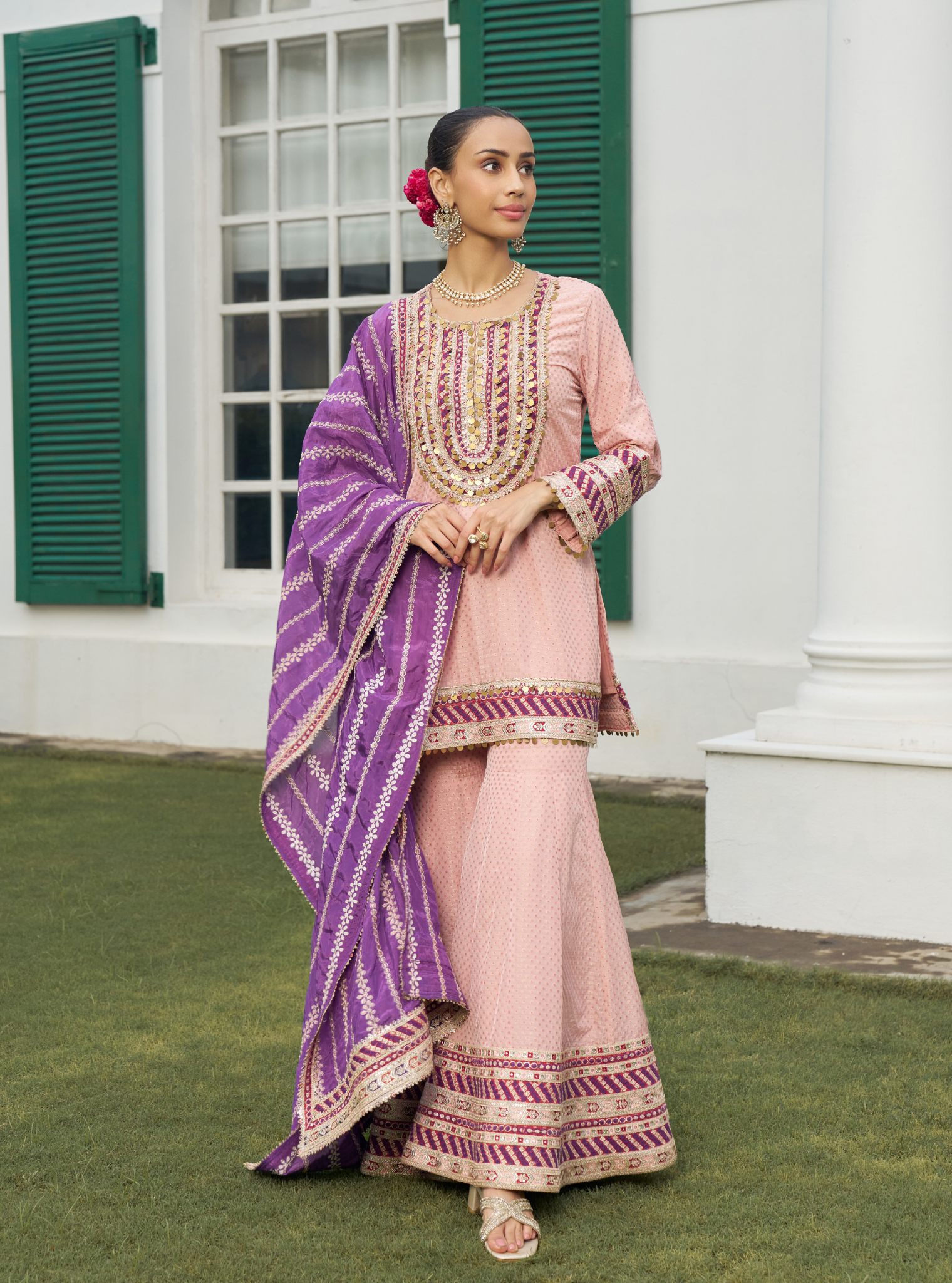 Eraya Pink Banarasi Garara Set
