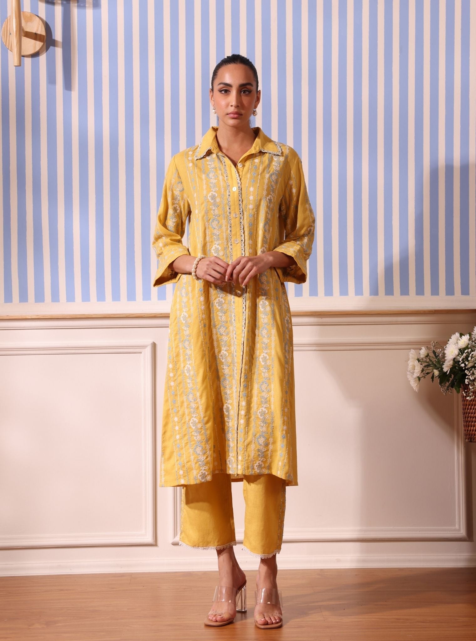 Iria Linen Yellow Kurta Set