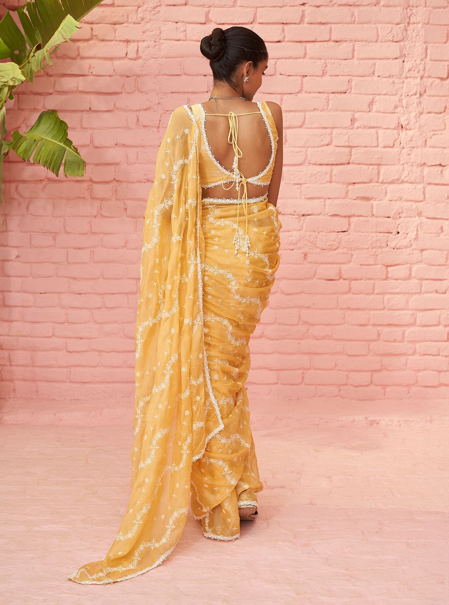 Kolli Organza Yellow Saree
