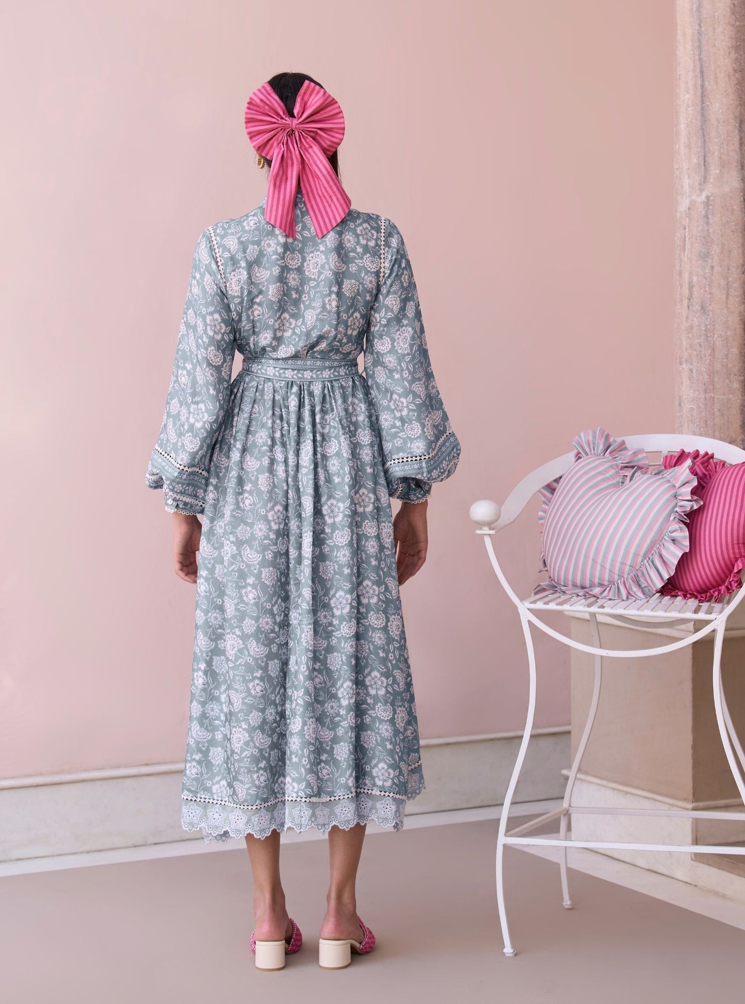 Selbourne Steel Blue Printed Lawn Dress