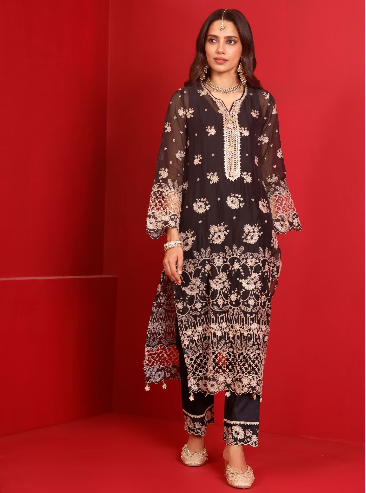 Ina Organza Black Kurta Set