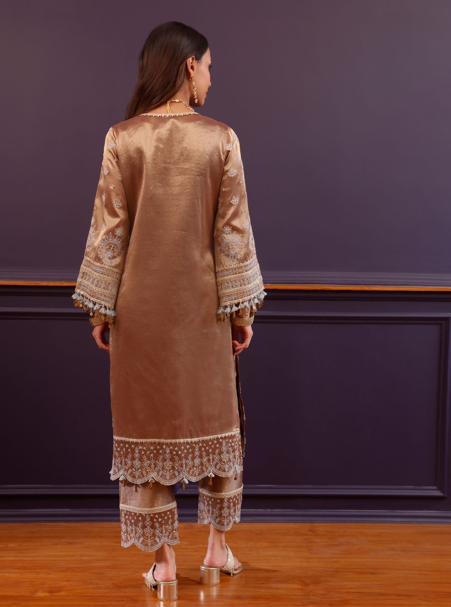 Amie Tissue Brown Kurta Set