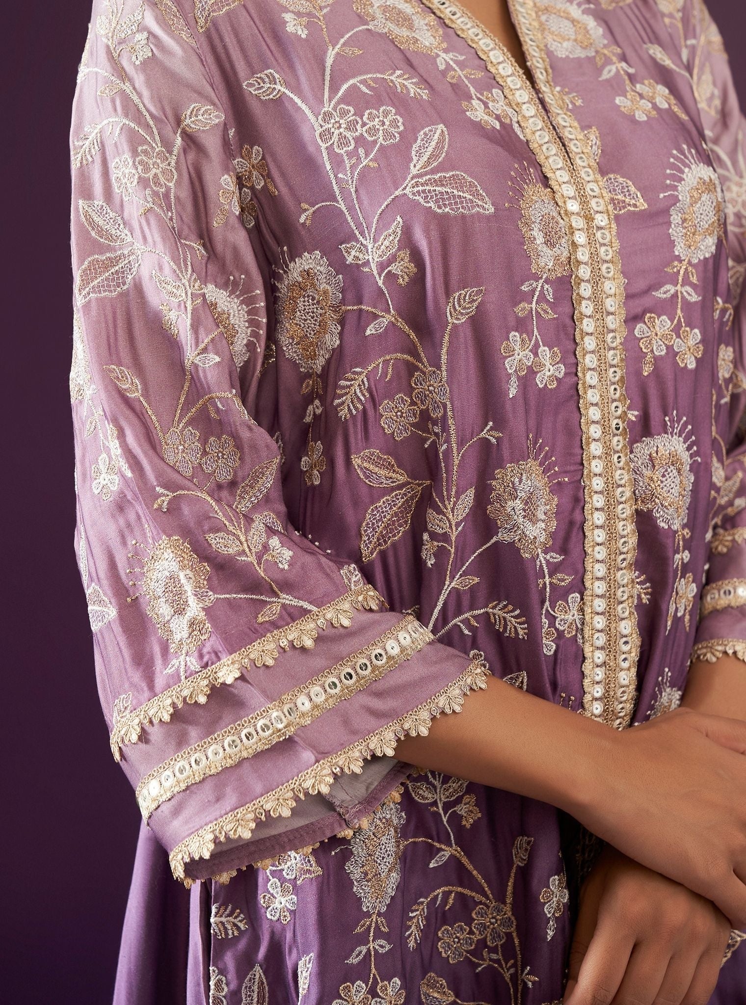 Evanthe Ombre Cupro Satin Purple Kurta Set