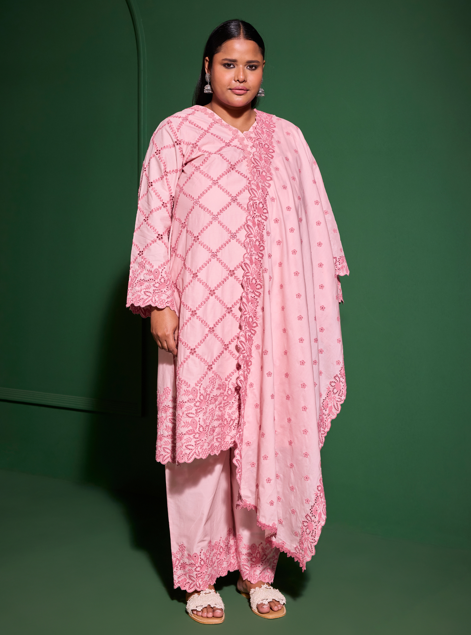 Eesvari Supima Cotton Light Pink Kurta Set