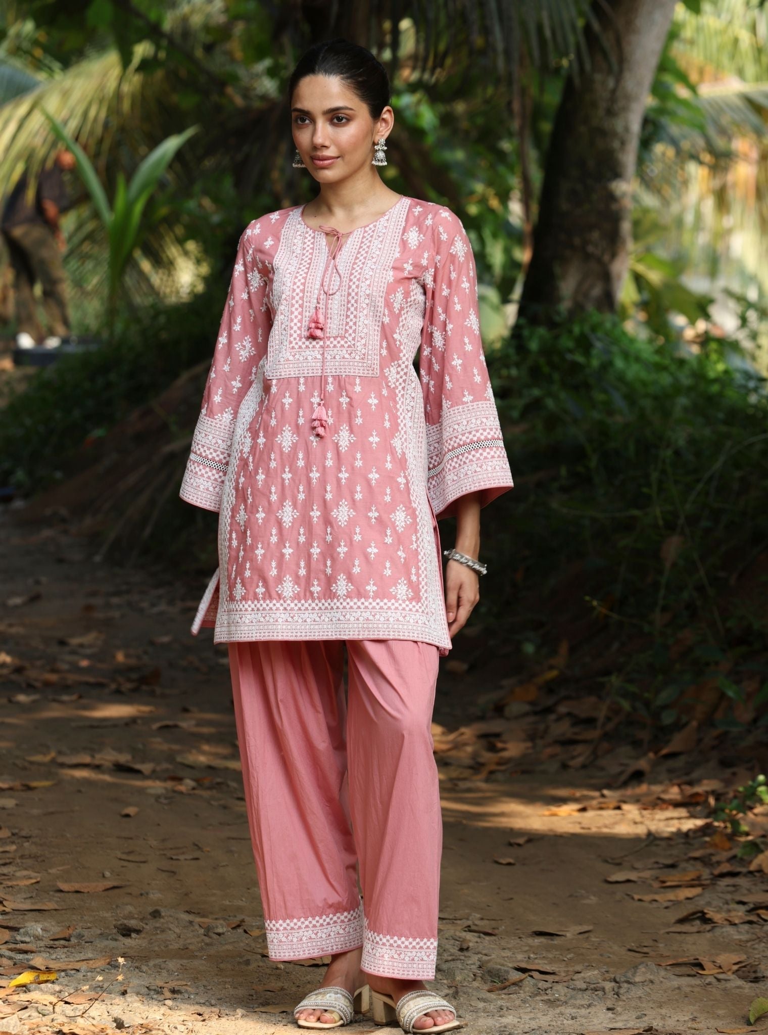 Sree Supima Cotton Salmon Pink Kurta Set